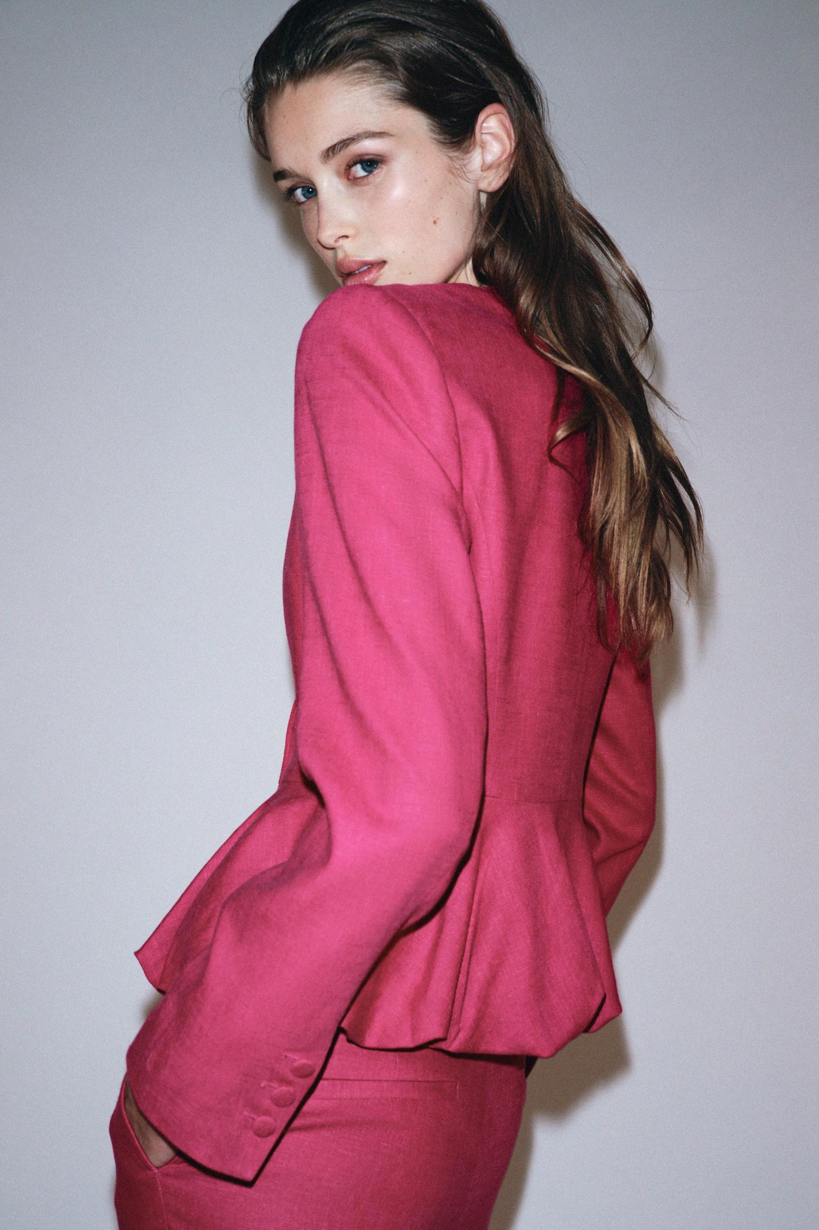 HIGH-WAISTED SLIM LINEN PANTS Product Image