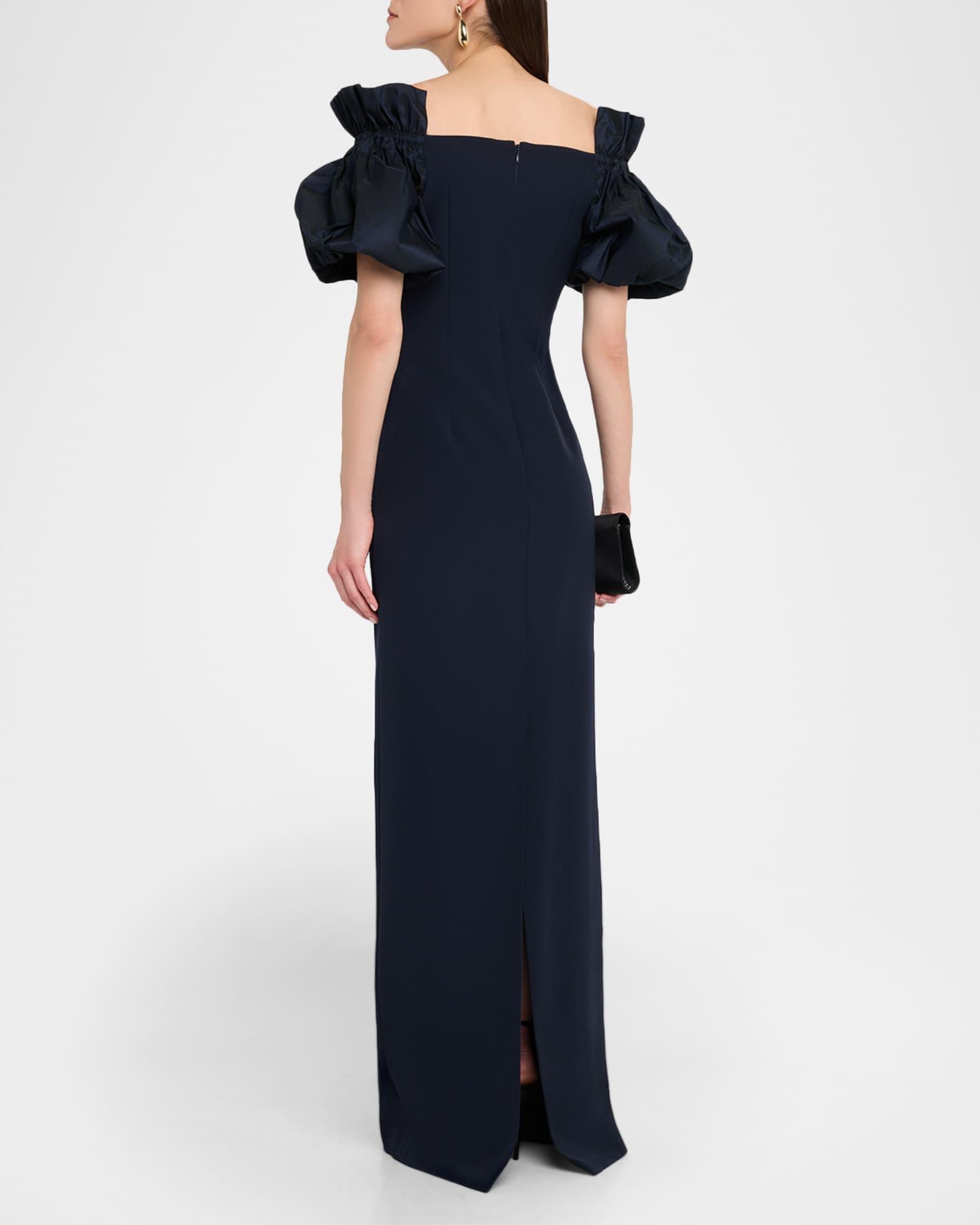 Off-Shoulder Crepe Column Gown Product Image