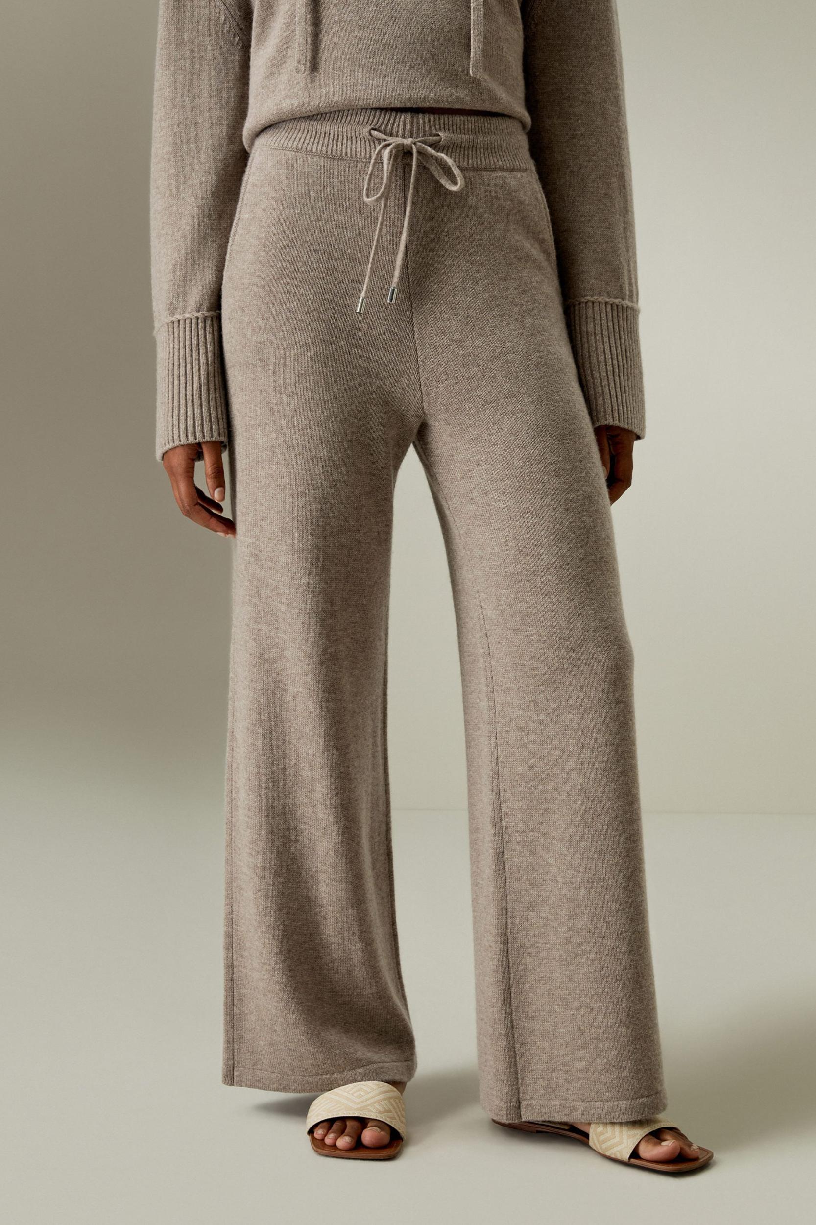 LILYSILK Wool Trousers Women - Dark Gray Wool Cashmere - Comfortable Plain Knit Pattern Trousers M Product Image