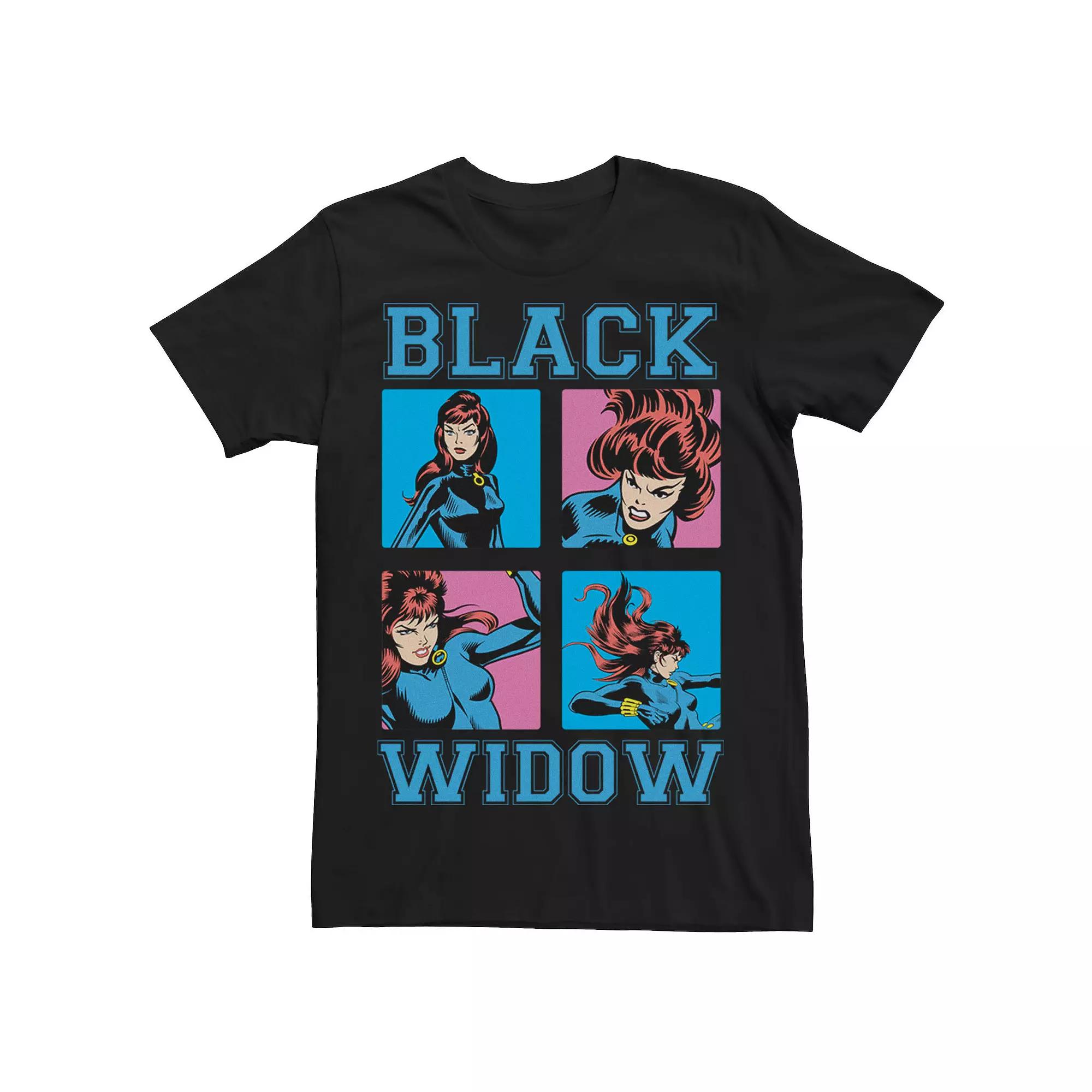Men's Marvel Black Widow Classic Retro Comic Boxed Up Action Shot Tee,  Product Image
