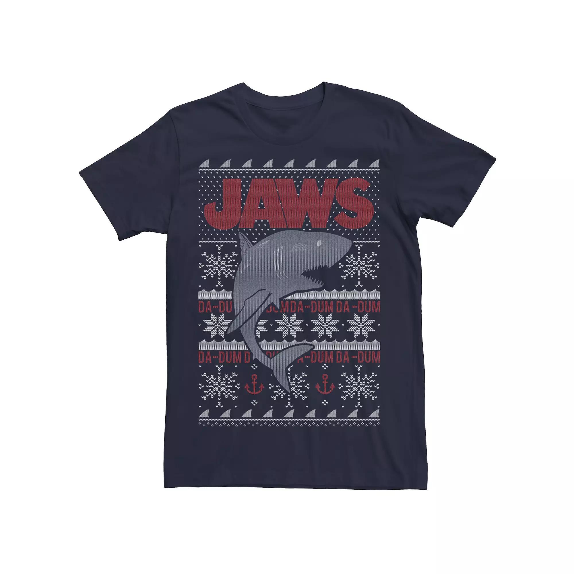 Men's Jaws Dun Dun Shark Ugly Christmas Sweater Tee,  Product Image