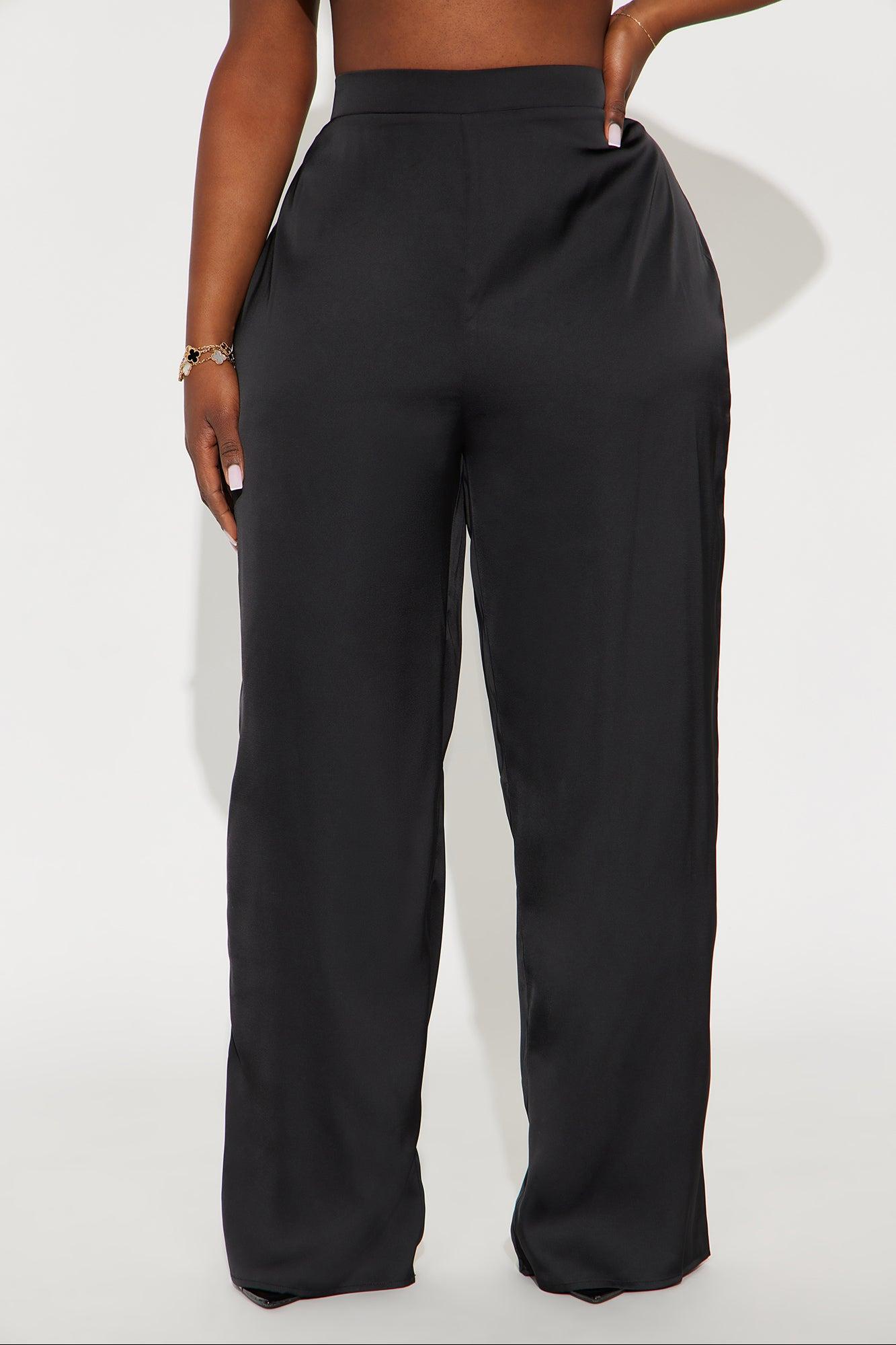 Claudia Satin Wide Leg Pant 32″ - Black Female Product Image