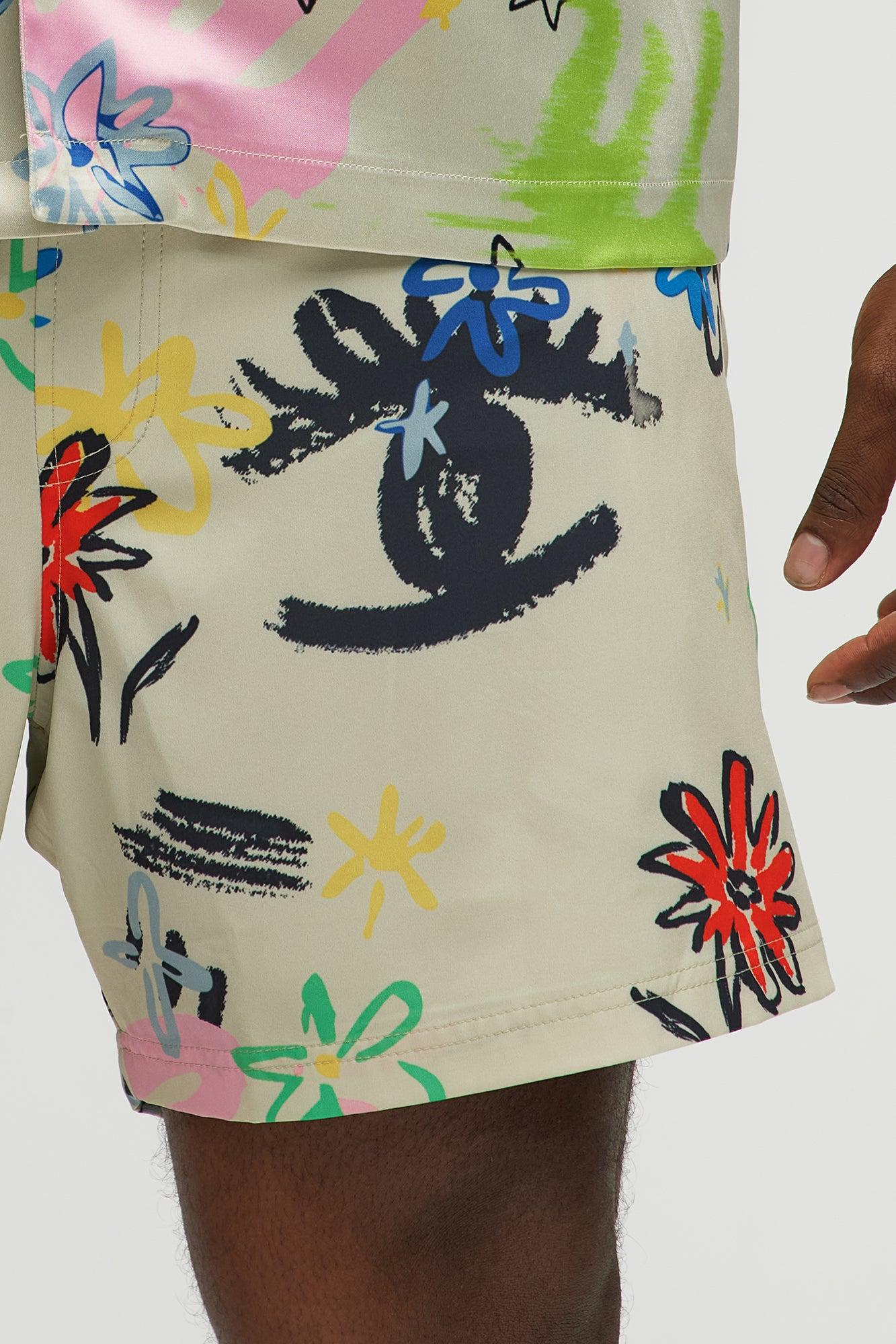 Graffiti Bloom Swim Mid Trunk - Multi Color Product Image