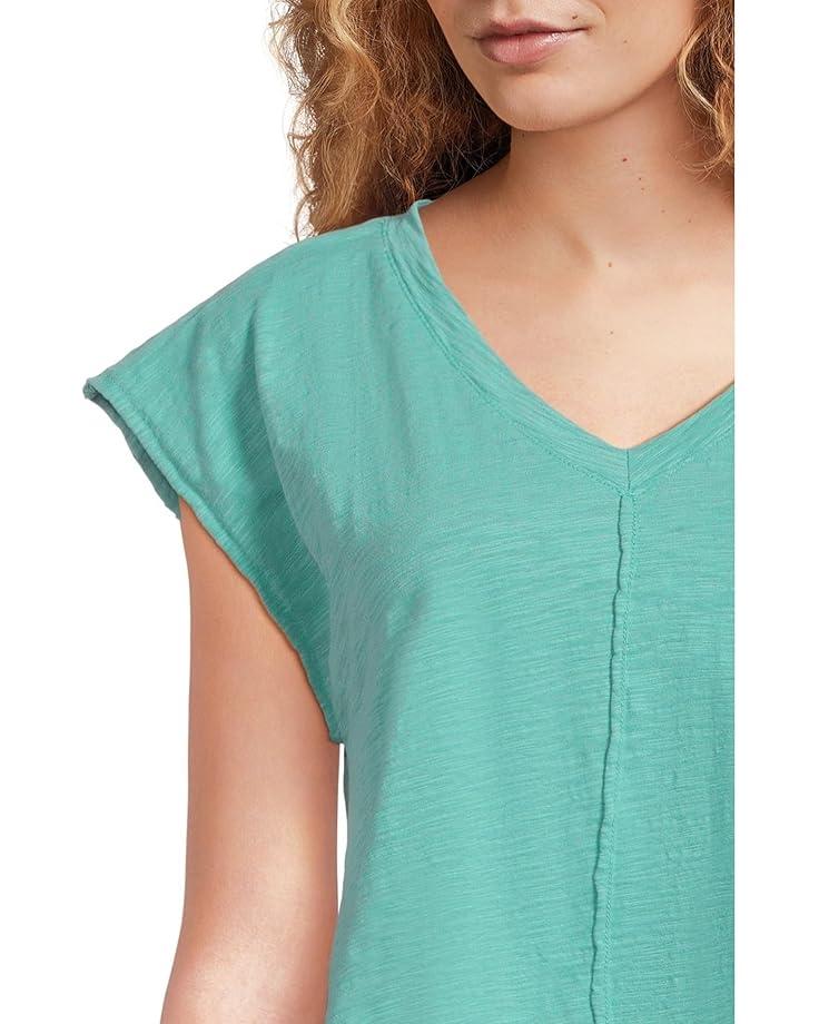 Center Front Tie Round Neckline Flutter Sleeve Top Product Image