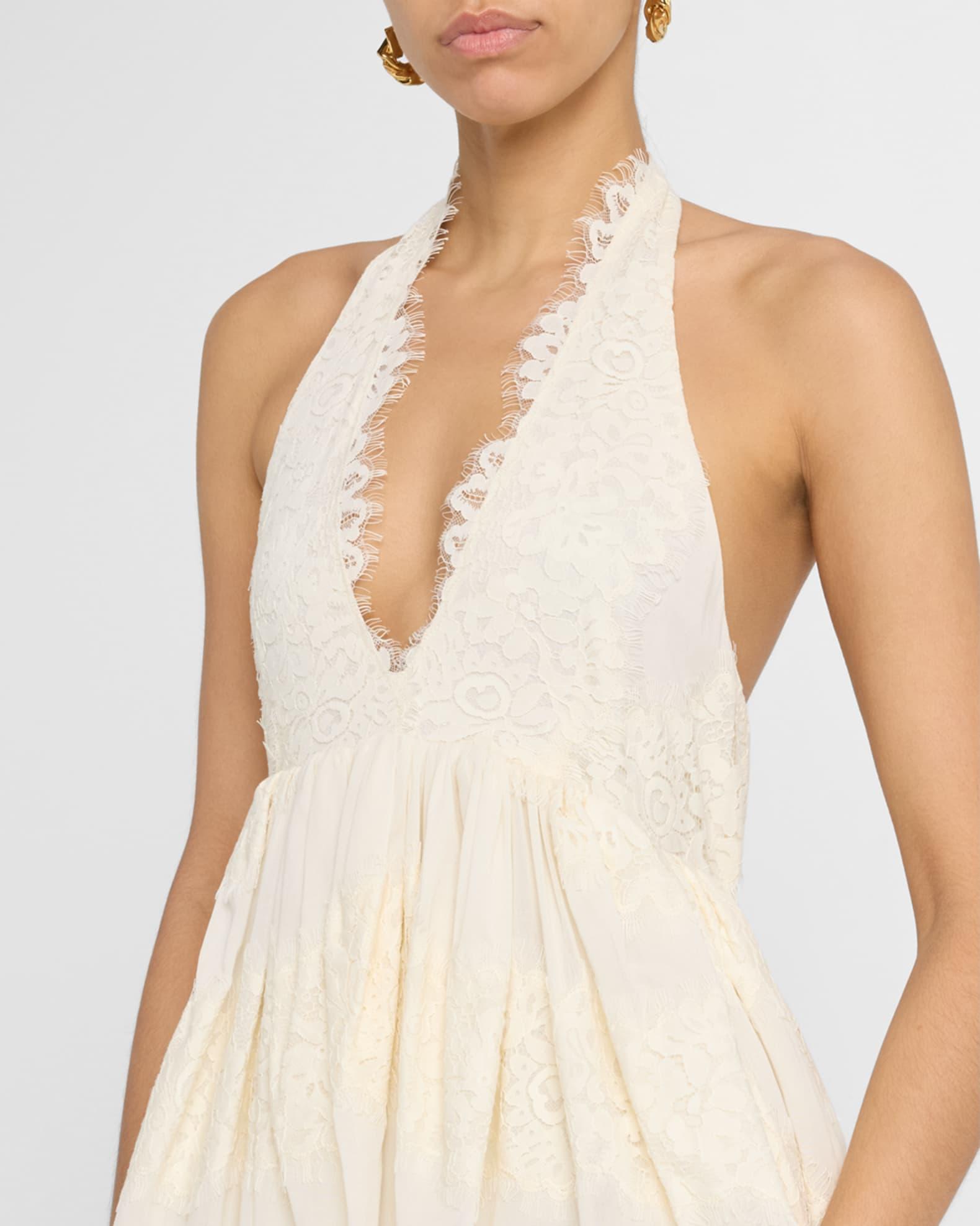 Cambrie Lace Halter Maxi Dress Product Image