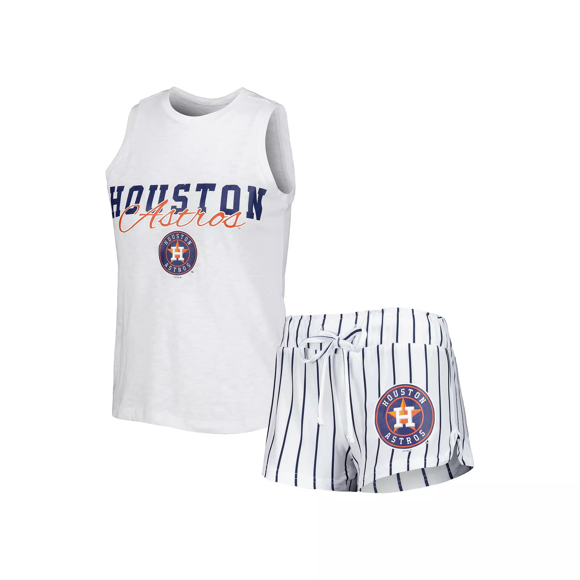 Women's Concepts Sport White Houston Astros Reel Pinstripe Tank Top & Shorts Sleep Set,  Product Image