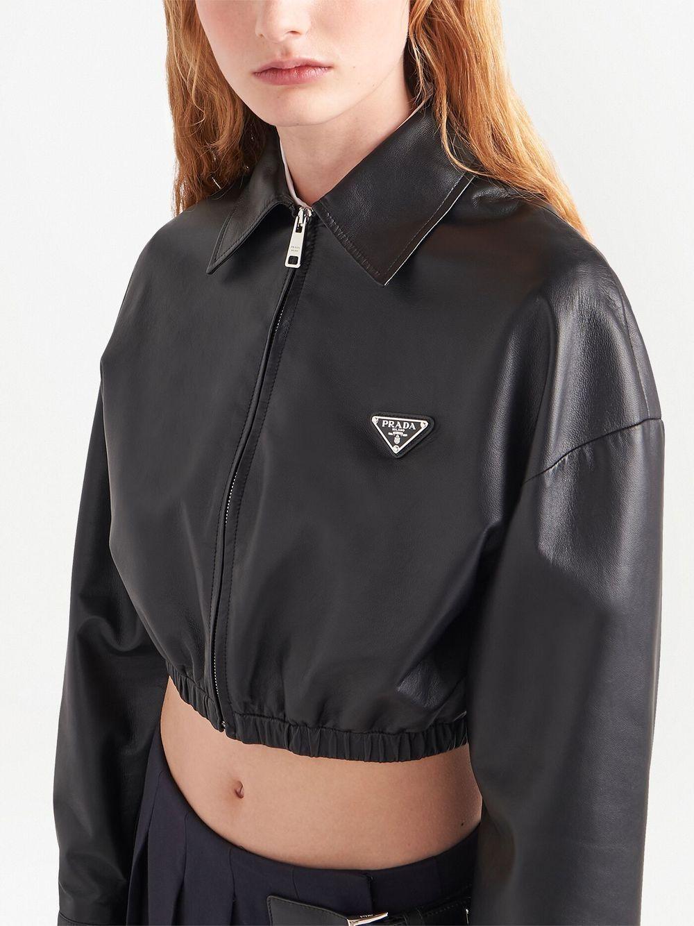 cropped leather jacket Product Image