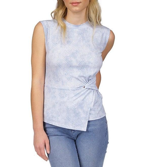 Michael Kors Matte Jersey Crew Neck Sleeveless Twist Waist Top Product Image