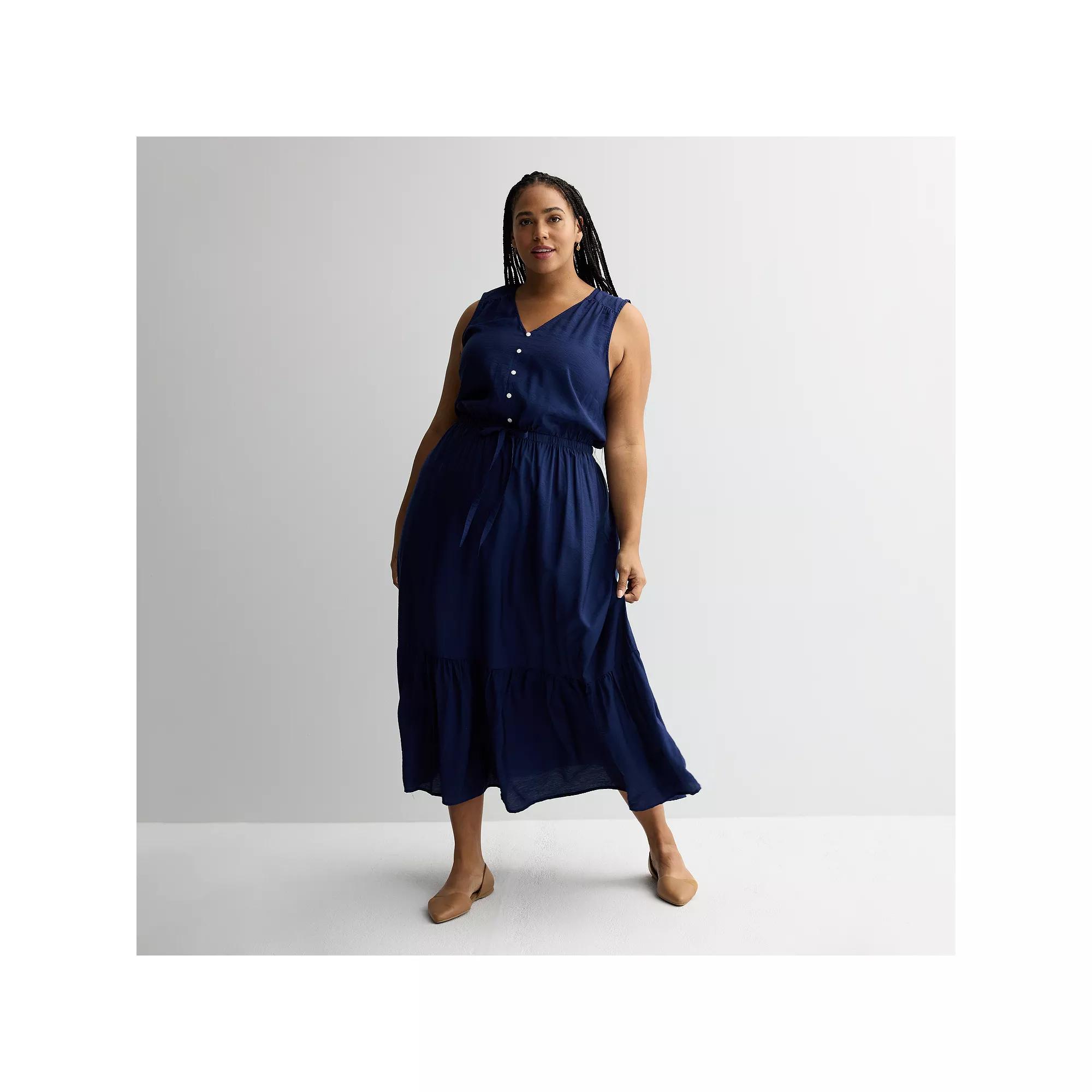 Plus Size Sonoma Goods For Life® Femme Button Bodice Maxi Dress, Women's, Size: 5XL, Blue Beauty Product Image