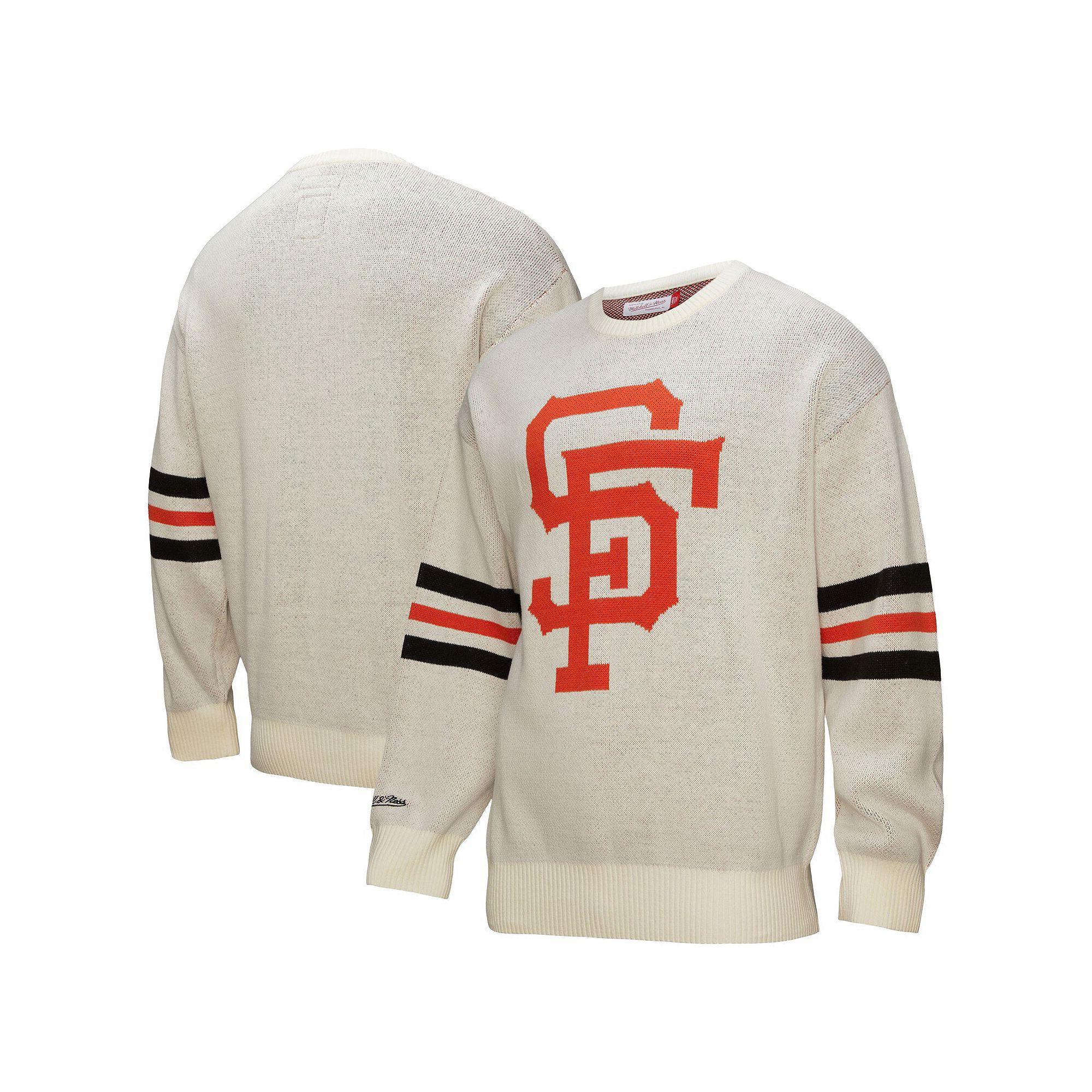 Men's Mitchell & Ness Cream San Francisco Giants Retro Pullover Sweater,  Product Image