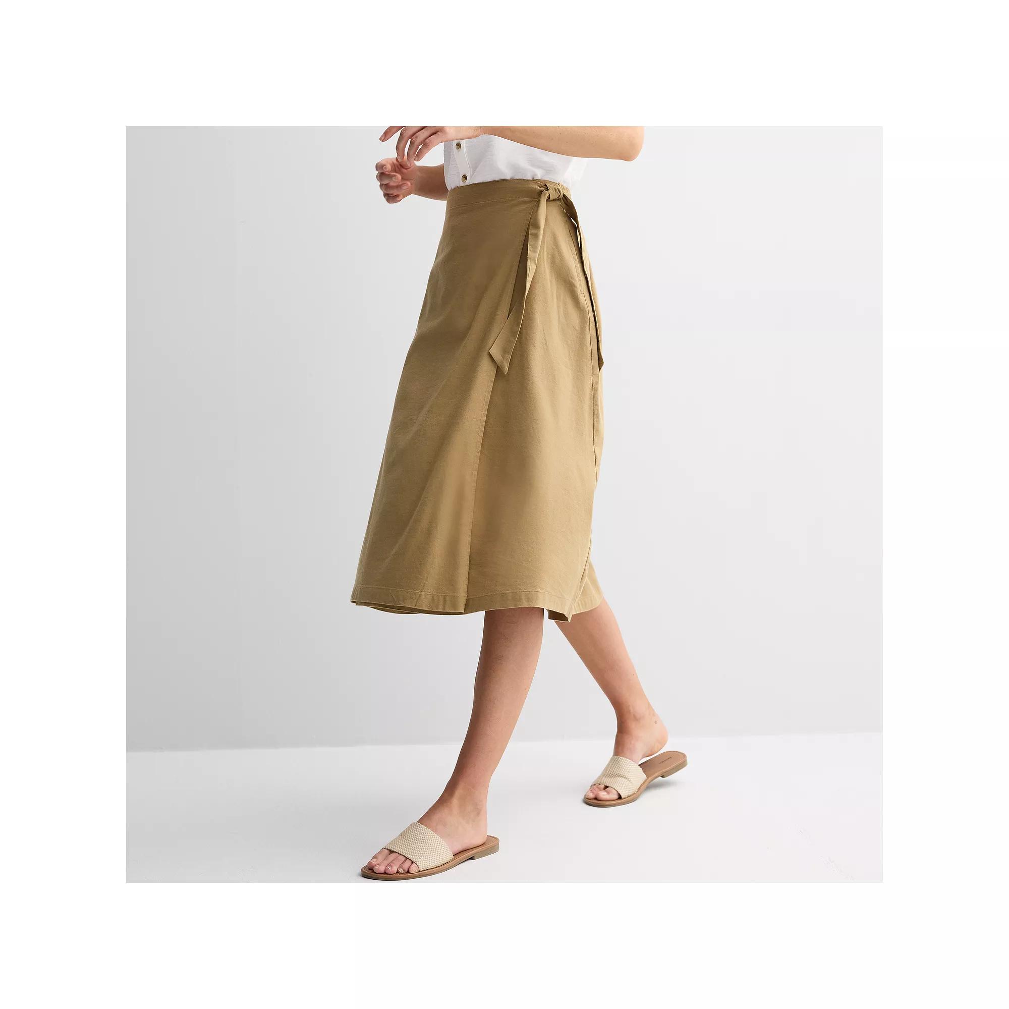 Women's Croft & Barrow® Tie-Front Faux Wrap Skirt, Size: XXL, Brown Product Image