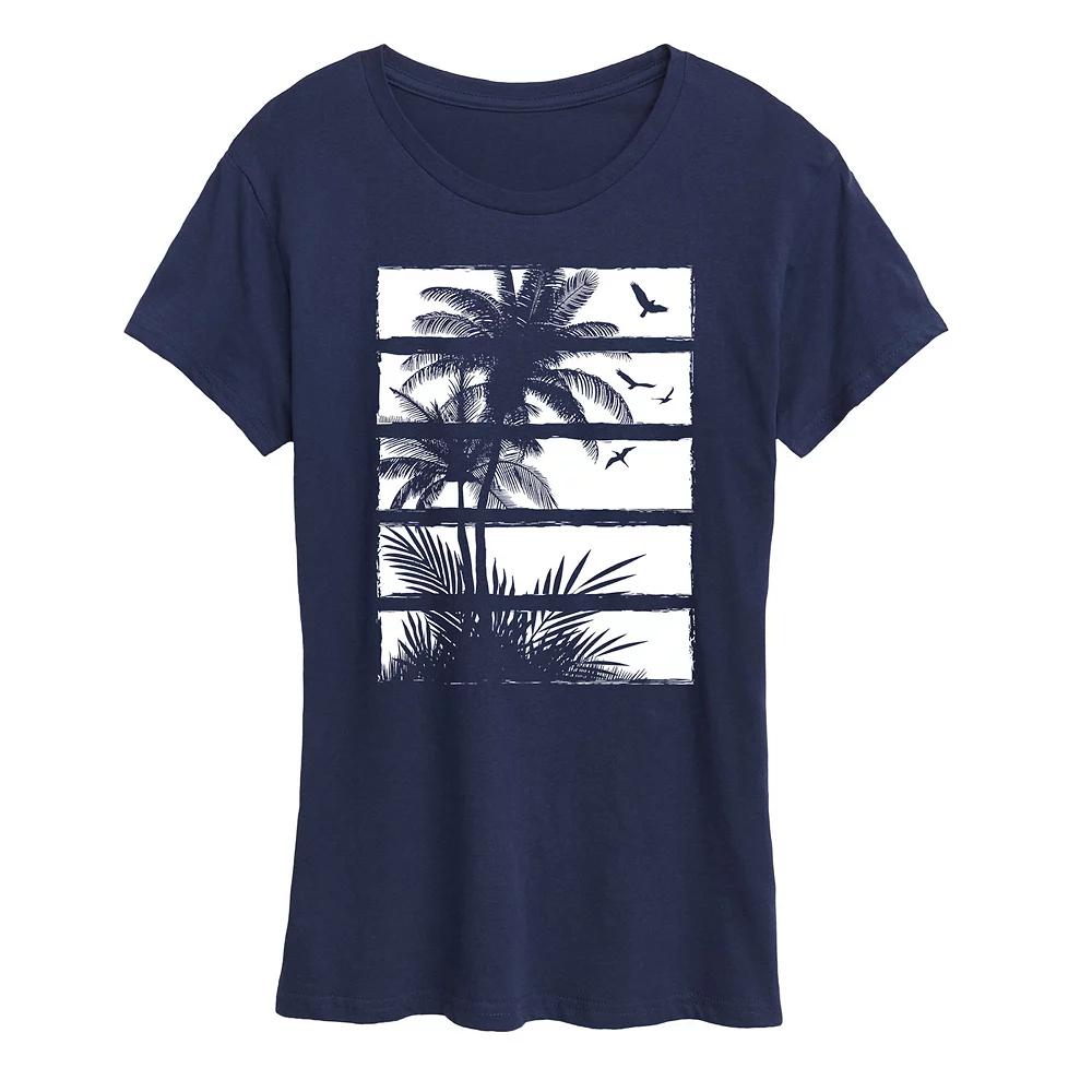 Women's Palm Tree Silhouette Panels Graphic Tee,  Product Image