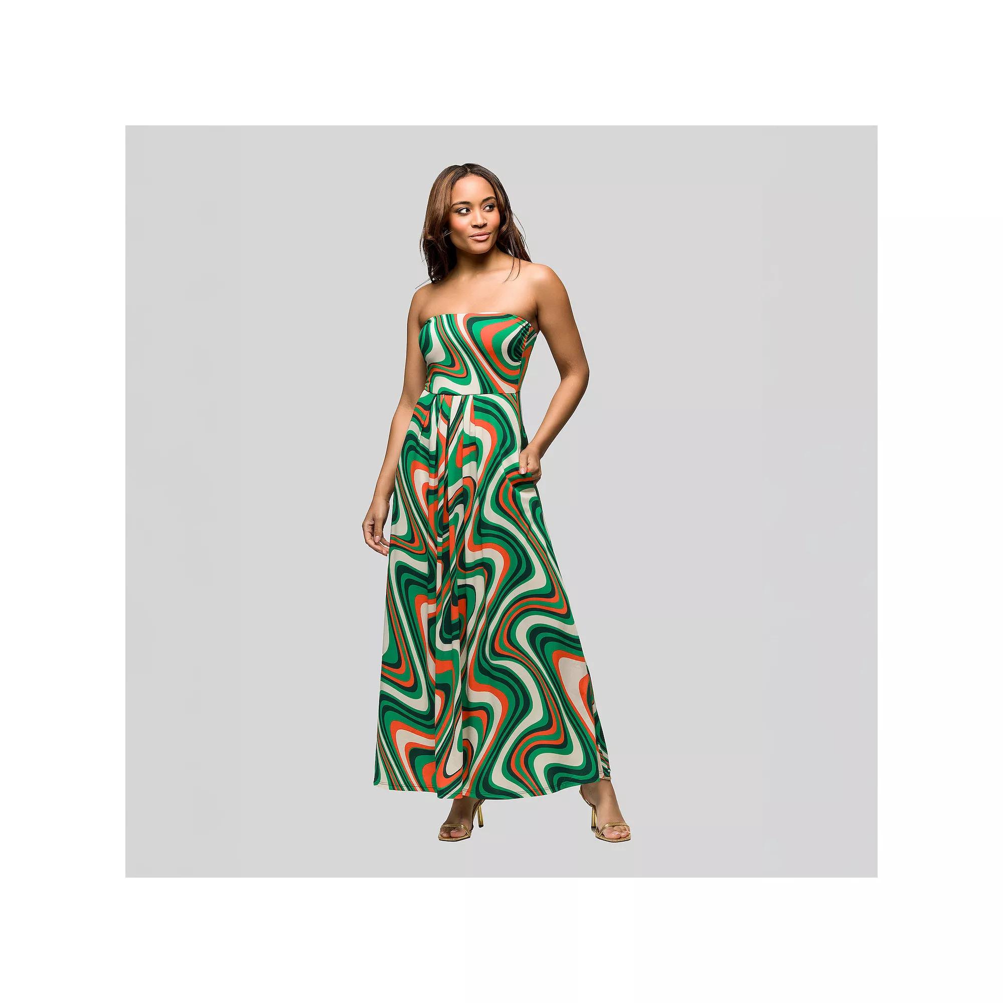 Women's 24Seven Comfort A-Line Strapless Maxi Dress, Size: XL, Green Team Product Image