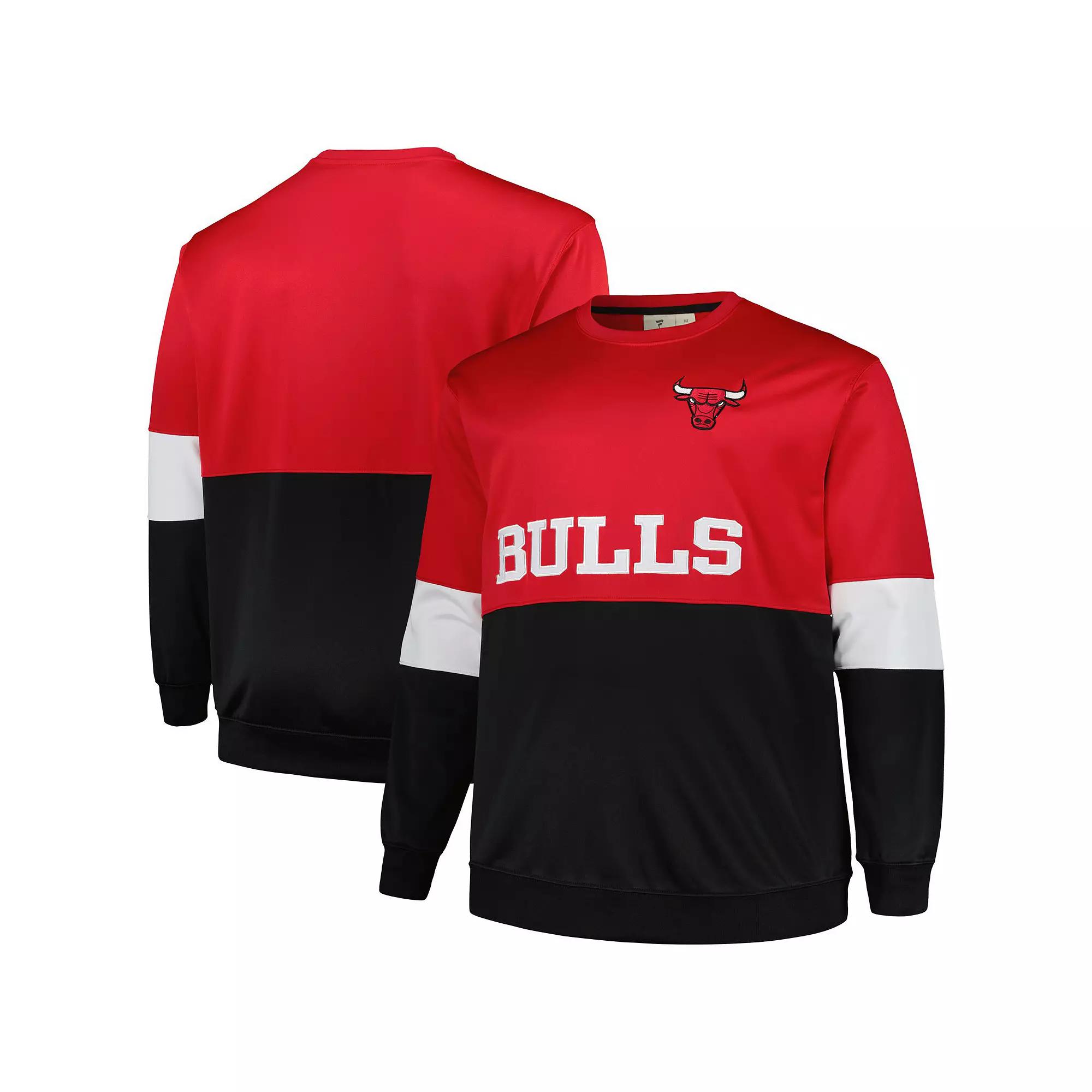 Men's Fanatics Branded Red/Black Chicago Bulls Big & Tall Split Pullover Sweatshirt,  Product Image