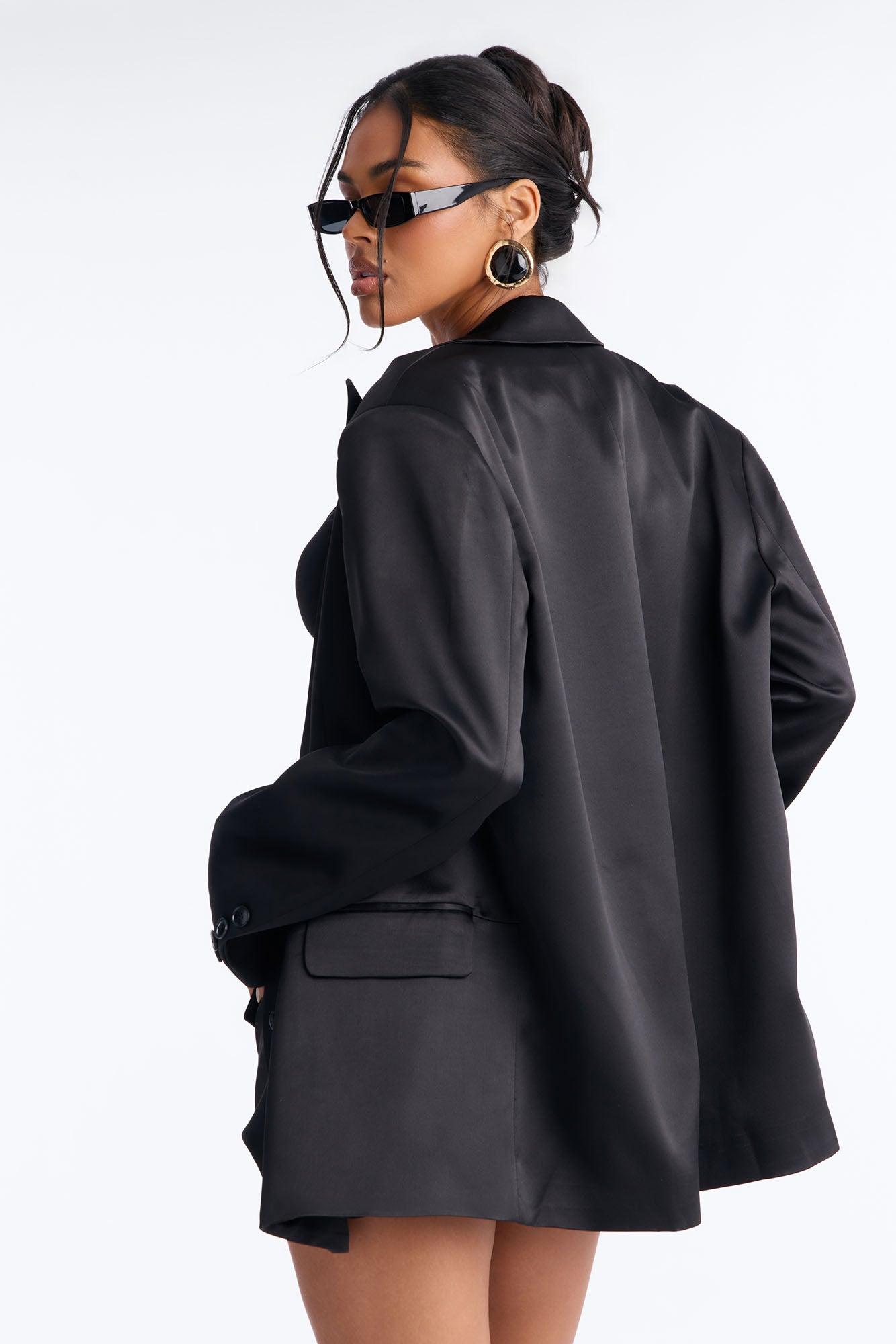 Satin Desire Blazer - Black Female Product Image