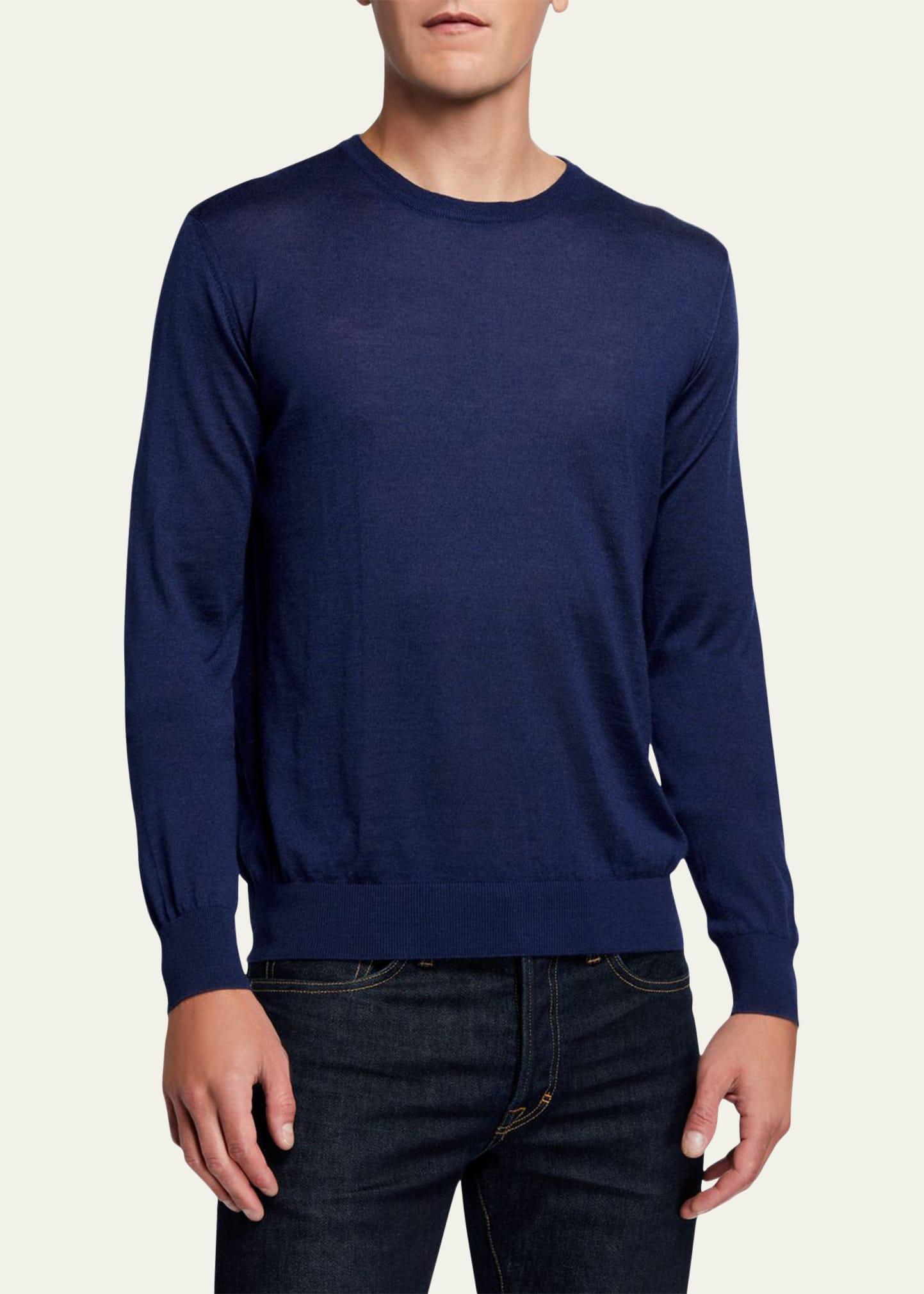 Mens Solid Cashmere-Silk Crewneck Sweater Product Image