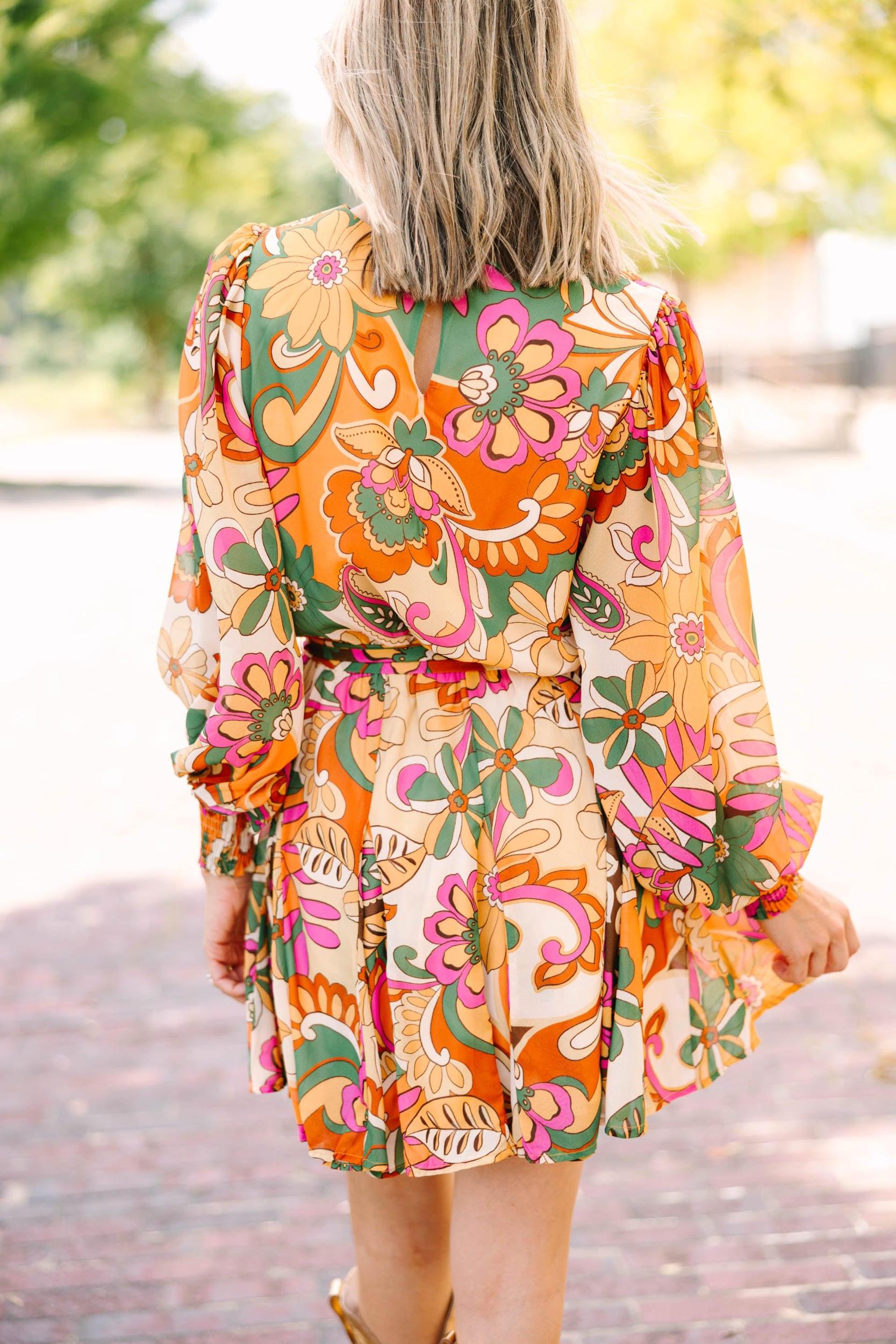 Far Out Green Floral Dress Female Product Image