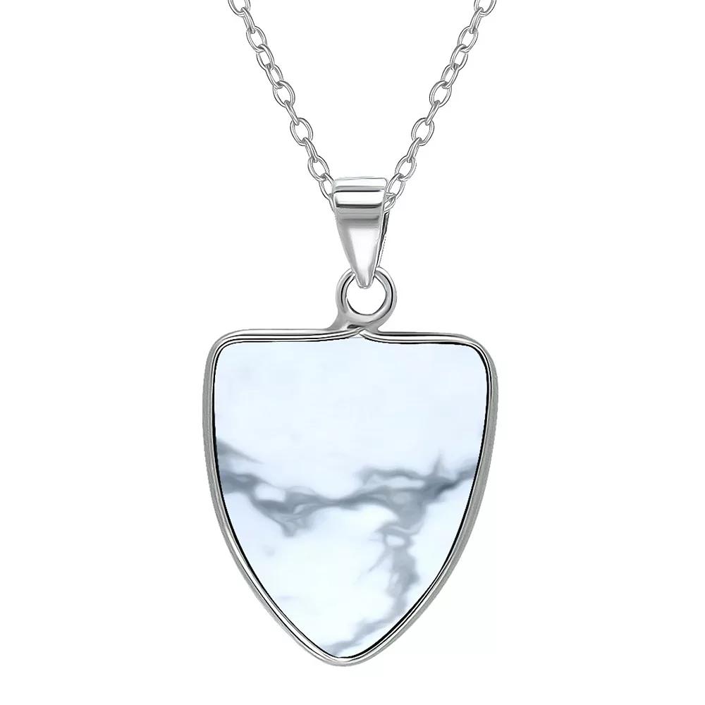 Aleure Precioso Sterling Silver Triangle Shaped Gemstone Drop Pendant Necklace, Women's, Size: 18", White Product Image