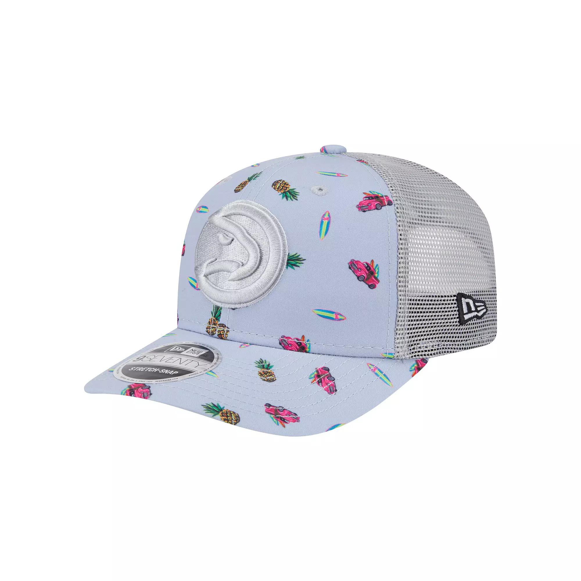 Men's New Era Light Blue/Gray Atlanta Hawks Adventure Aloha Pattern 9SEVENTY Stretch-Snap Hat Product Image