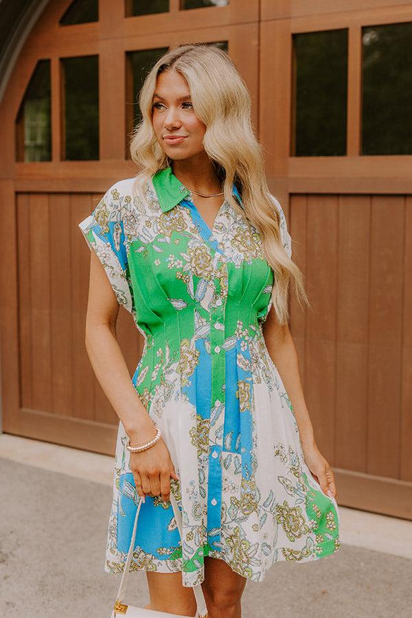 Cruise Ready Floral Mini Dress in Green Product Image