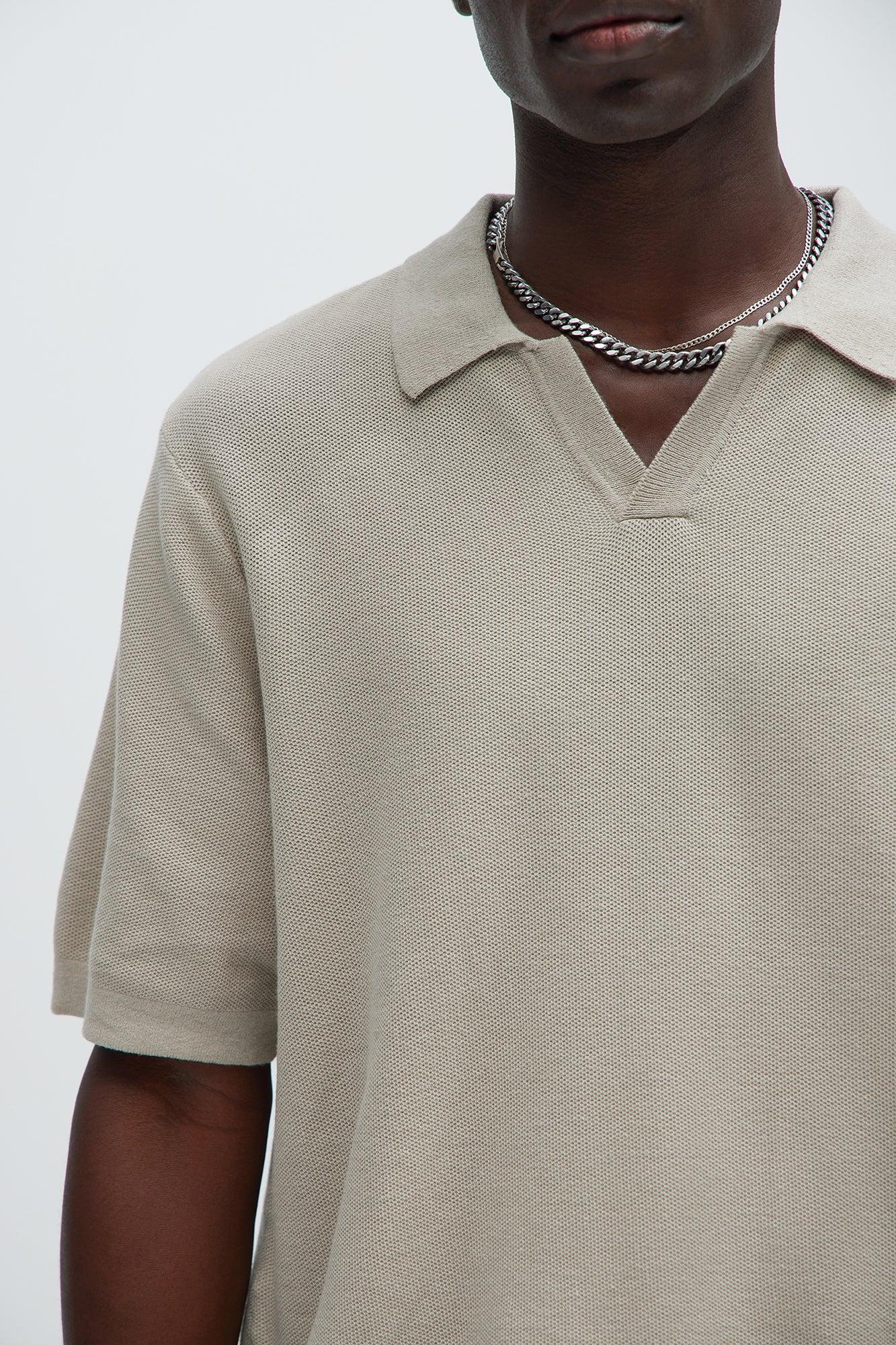 Chazin Textured Johnny Collar Shirt - Grey Product Image