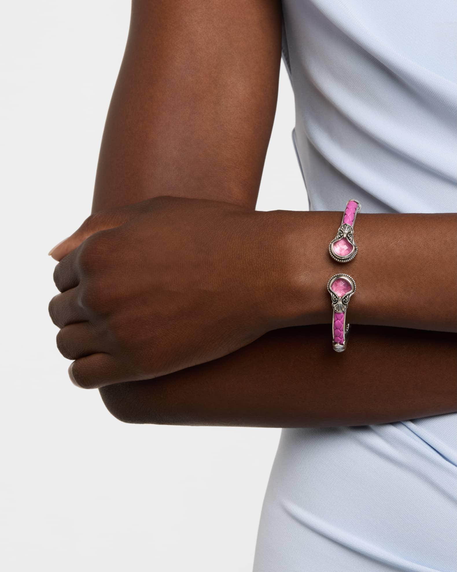 Ivy Rock Crystal, Strawberry Quartz and MOP Cuff Bracelet Product Image