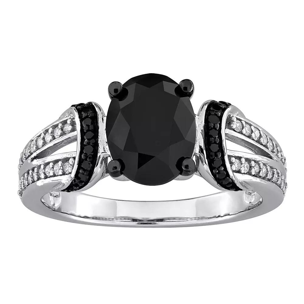 Stella Grace 14k White Gold 2-1/4 Carat T.W. Black & White Diamond Split Shank Engagement Ring, Women's, Size: 9 Product Image