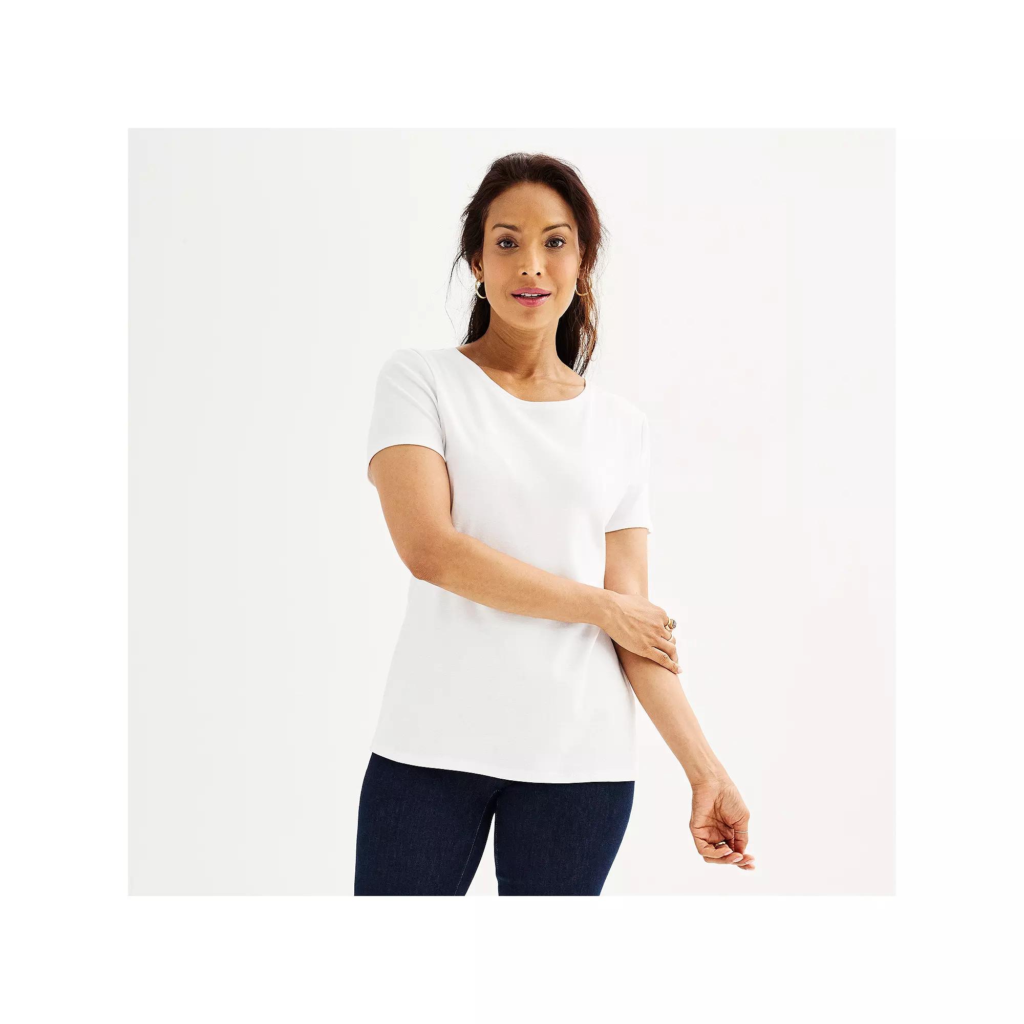Women's Croft & Barrow® Essential Crewneck Tee, Size: XS, White Product Image