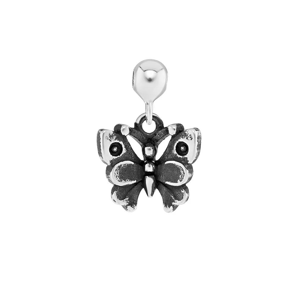PRIMROSE Sterling Silver Polished Oxidized Butterfly Sliding Charm, Women's Product Image