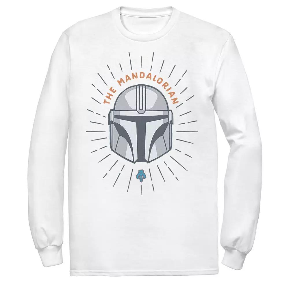 Men's Star Wars The Mandalorian Helmet Cartoon Tee, Size: Large, White Product Image