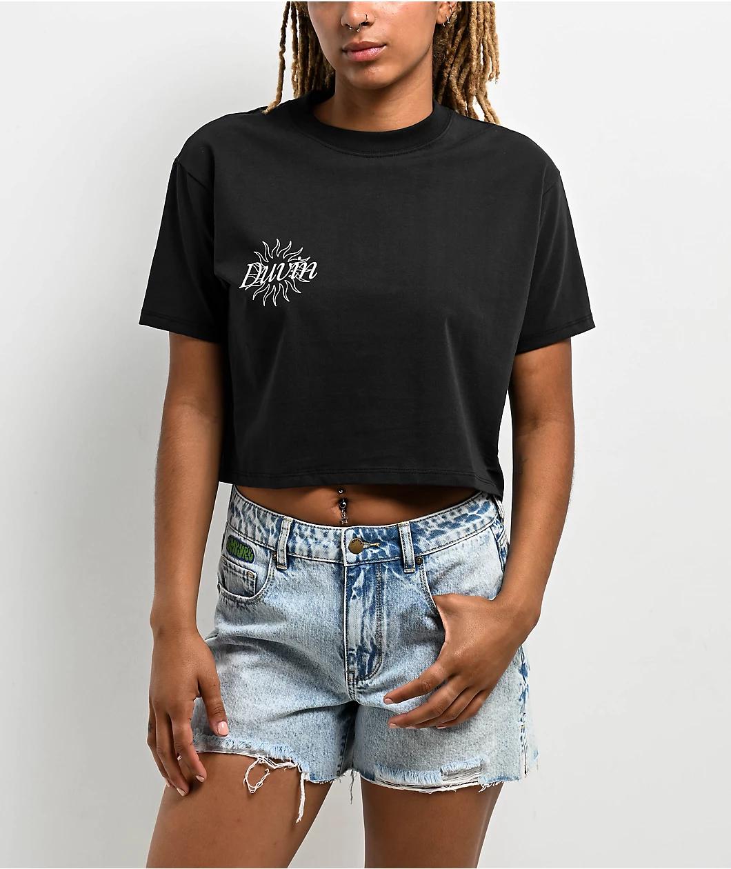 Duvin Skinny Dippin Black Crop T-Shirt Product Image
