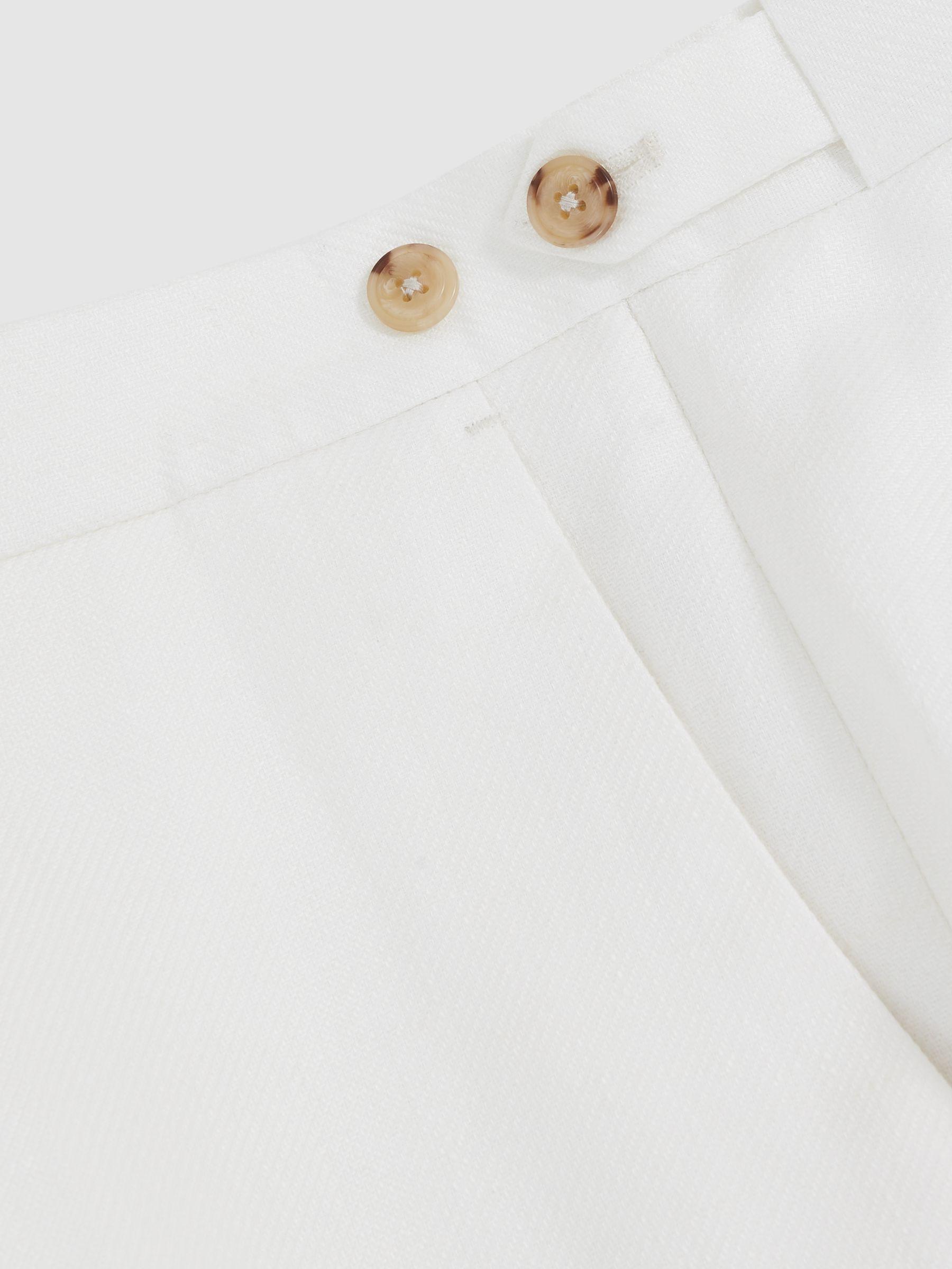 Slim Fit Lyocell Linen Suit Trousers in White Product Image