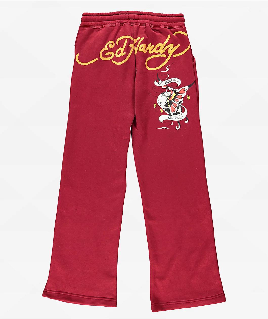 Ed Hardy Mi Amore Wine Sweatpants Product Image