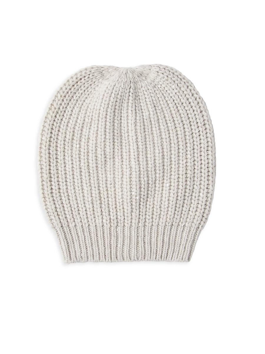 Womens Cashmere and Silk Diamond Yarn Knit Beanie Product Image