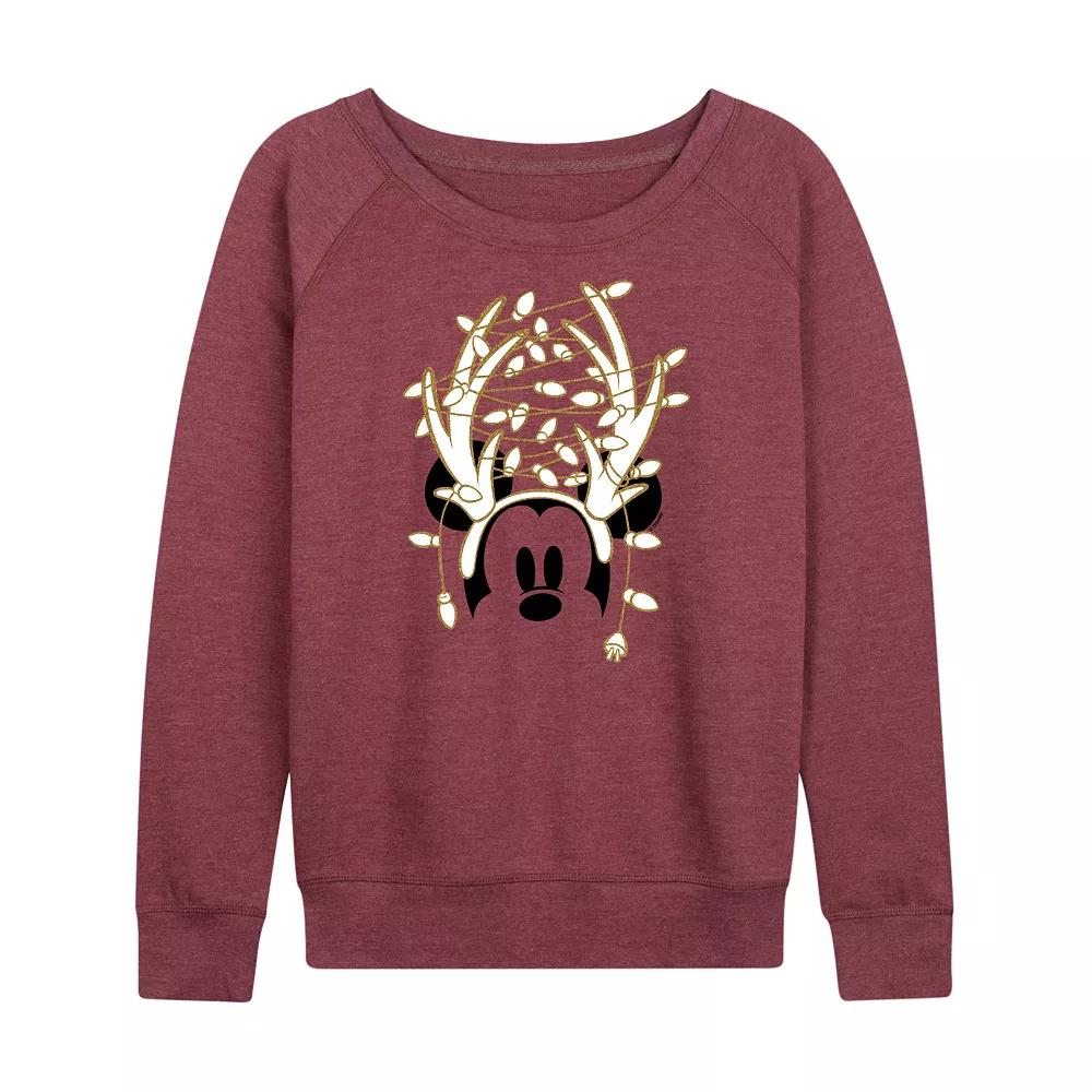 Disney's Mickey Mouse Women's Gold Antlers French Terry Long Sleeve Tee,  Product Image