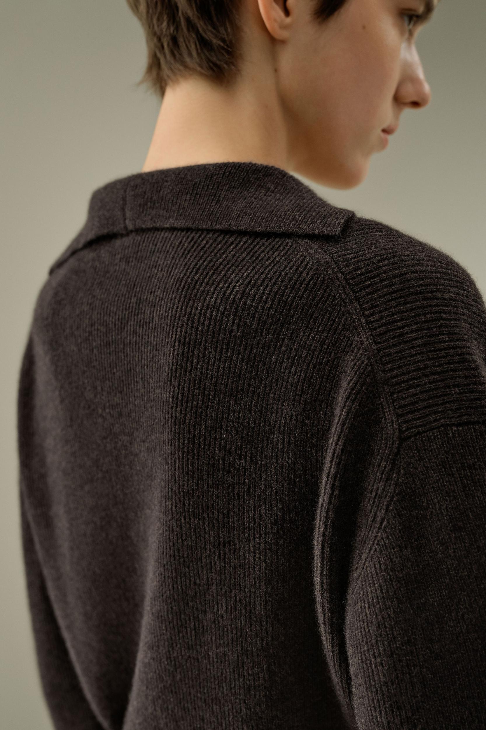 Ribbed Cashmere Polo Sweater Product Image