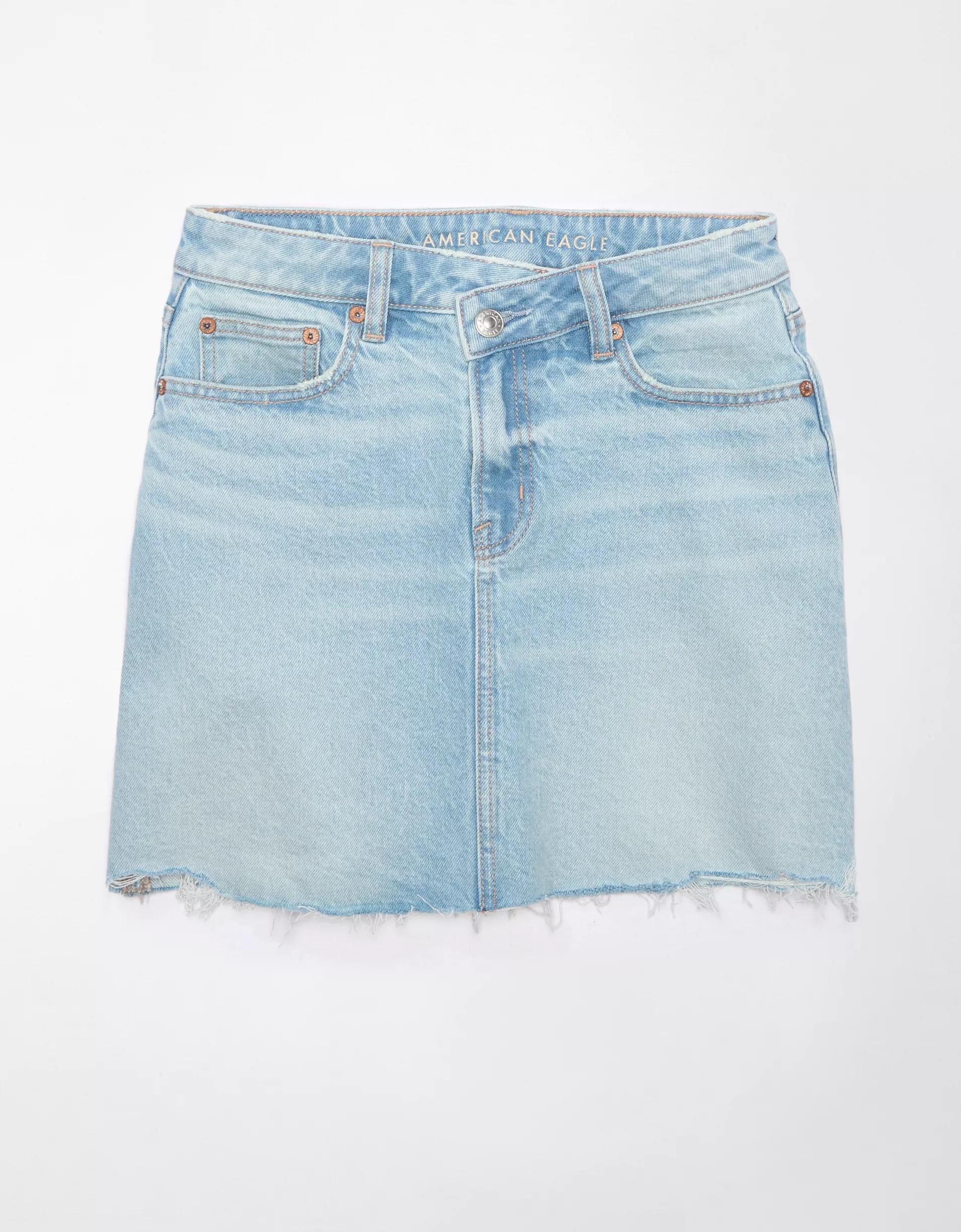 AE Stretch Crossover High-Waisted Perfect Denim Mini Skirt Product Image