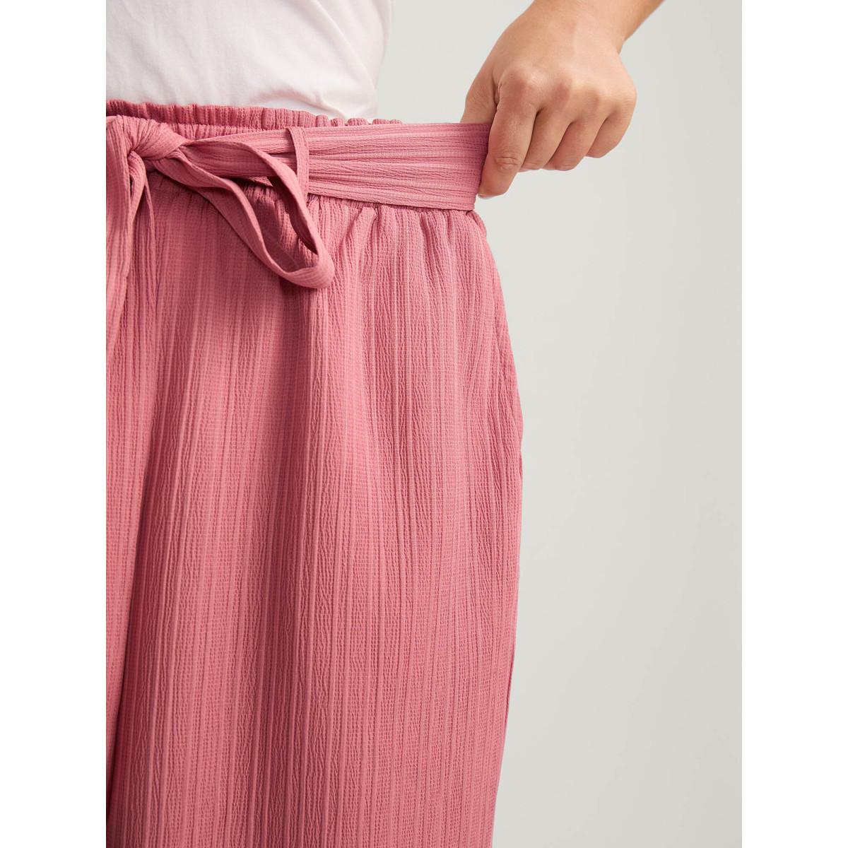 Plus Size Textured Belted Wide-Leg Pants Women Crepe Elegant Wide Leg Mid Rise Everyday-Elegant Pants BloomChic 26/4X Product Image