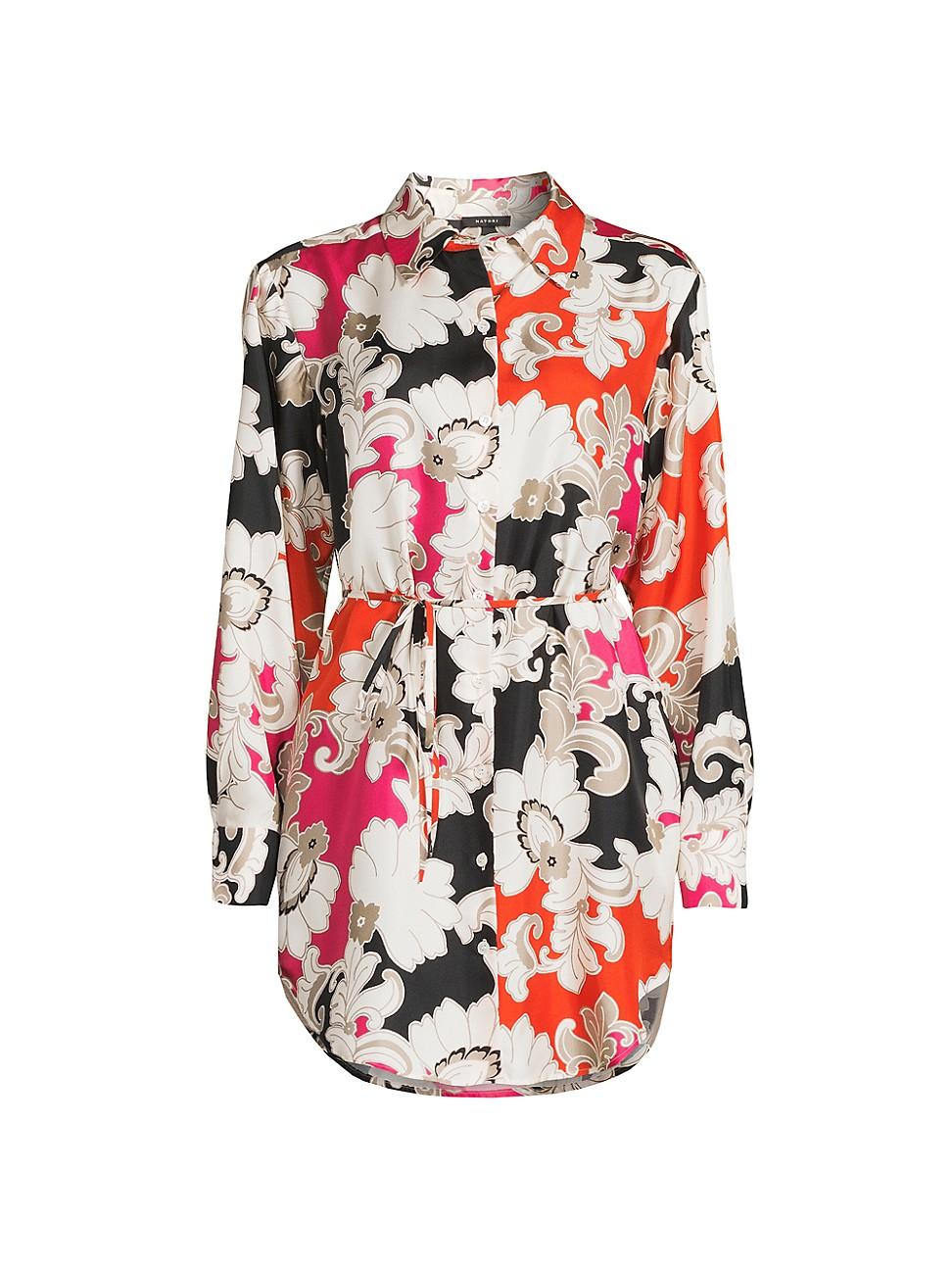 Womens Cressida Printed Silk Twill Tunic Shirt Product Image