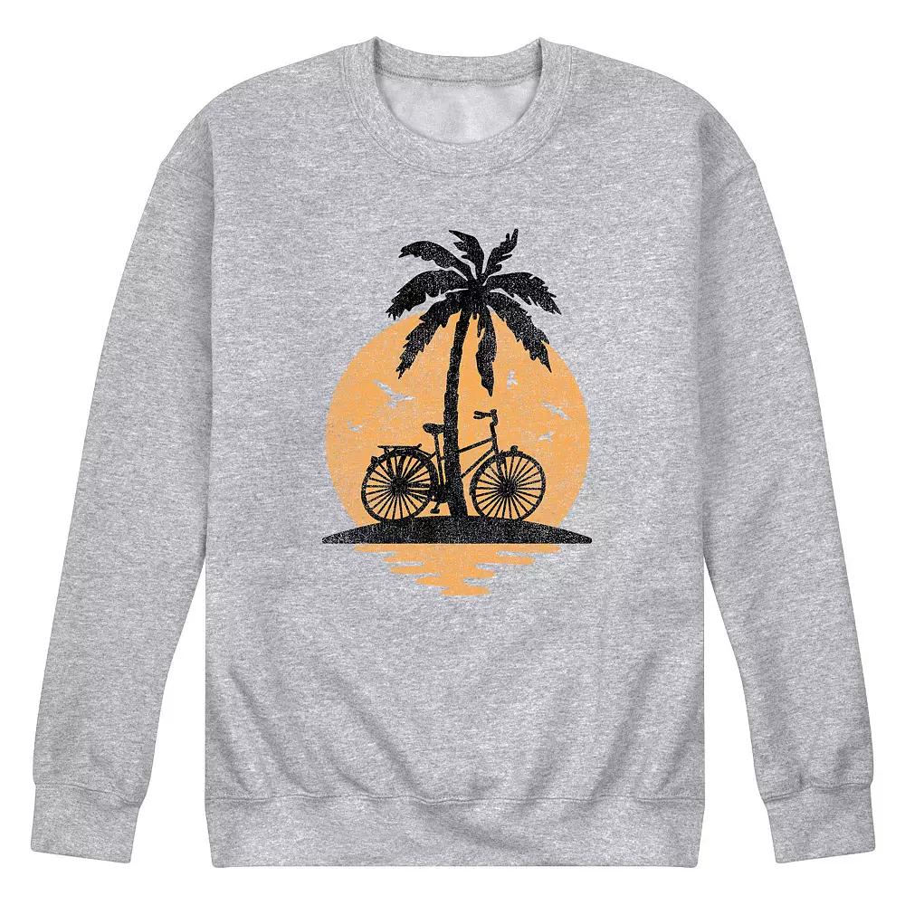 Men's Sunset Palm Tree Bike Fleece Sweatshirt,  Product Image