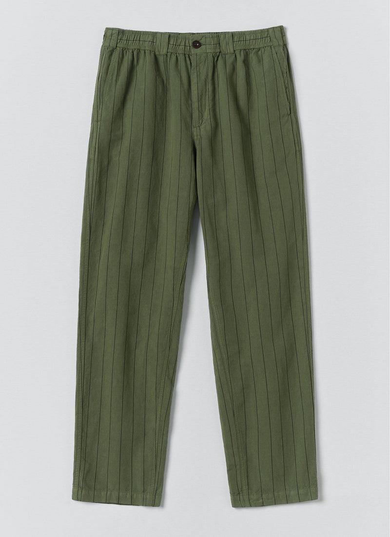 Overdyed Stripe Elasticated Cotton Linen Pants | Basil Product Image