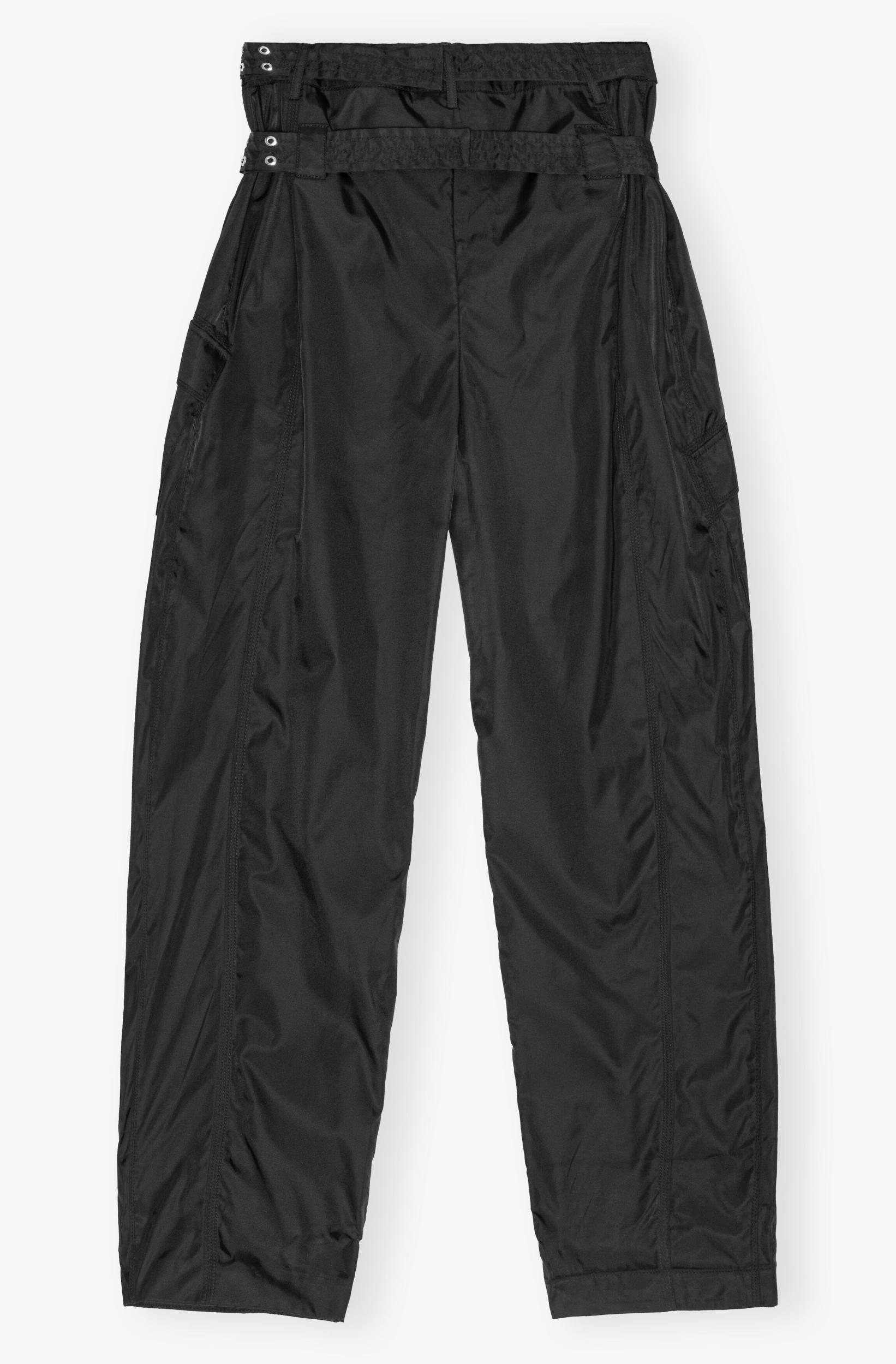 Black Duchesse Nylon Pocket Pants Product Image