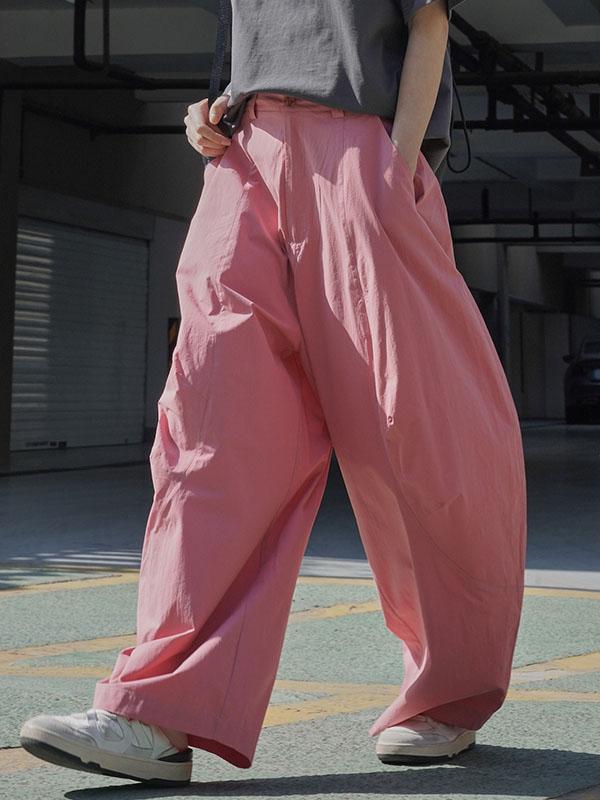 Loose Wide Leg Solid Color Split-Joint Casual Pants Bottoms Trousers Product Image