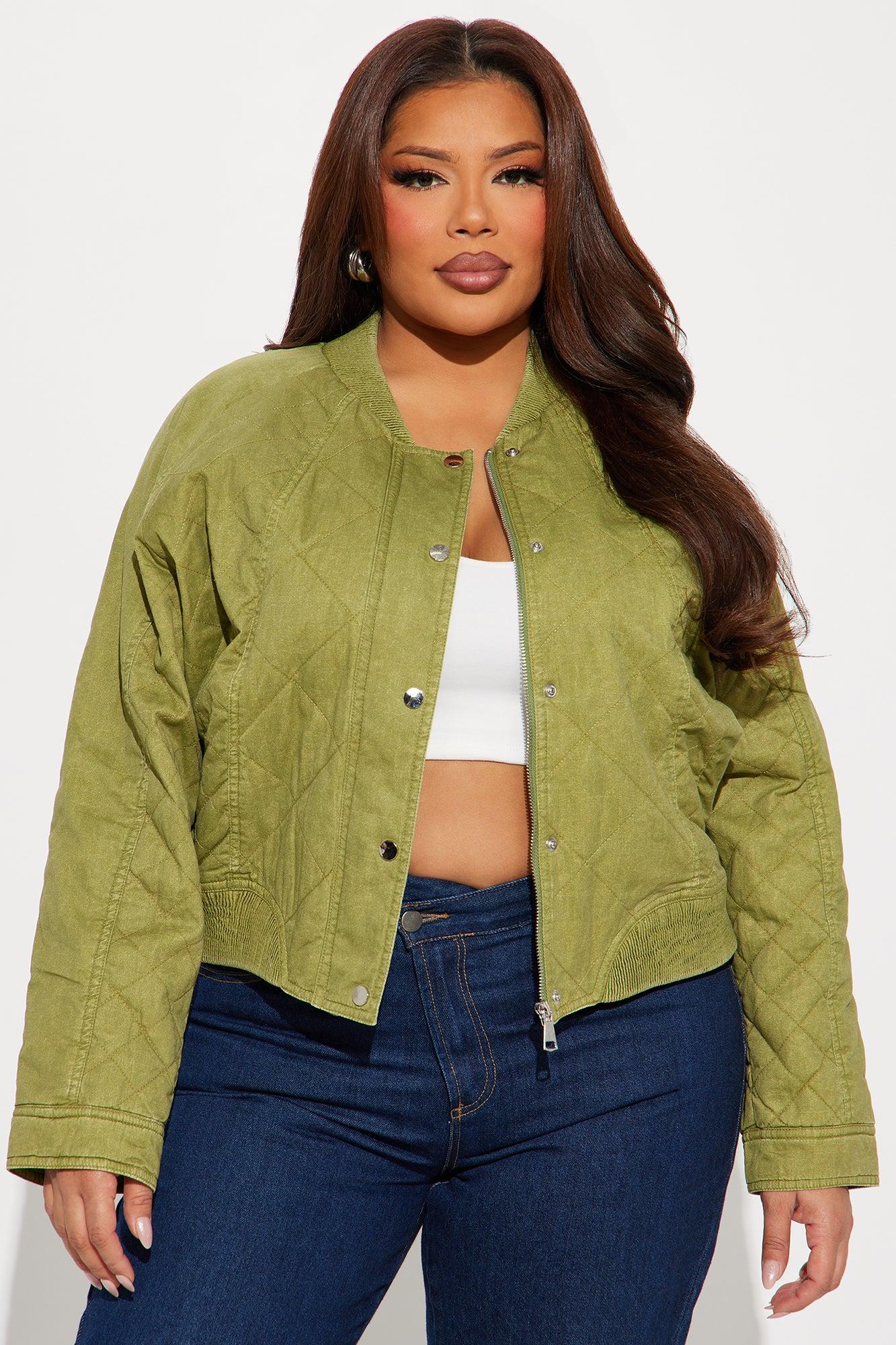 Mara Quilted Washed Bomber Jacket - Olive Female Product Image