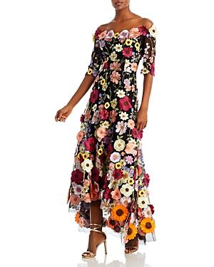 Teri Jon by Rickie Freeman Floral Embroidered Off-the-Shoulder Dress Product Image