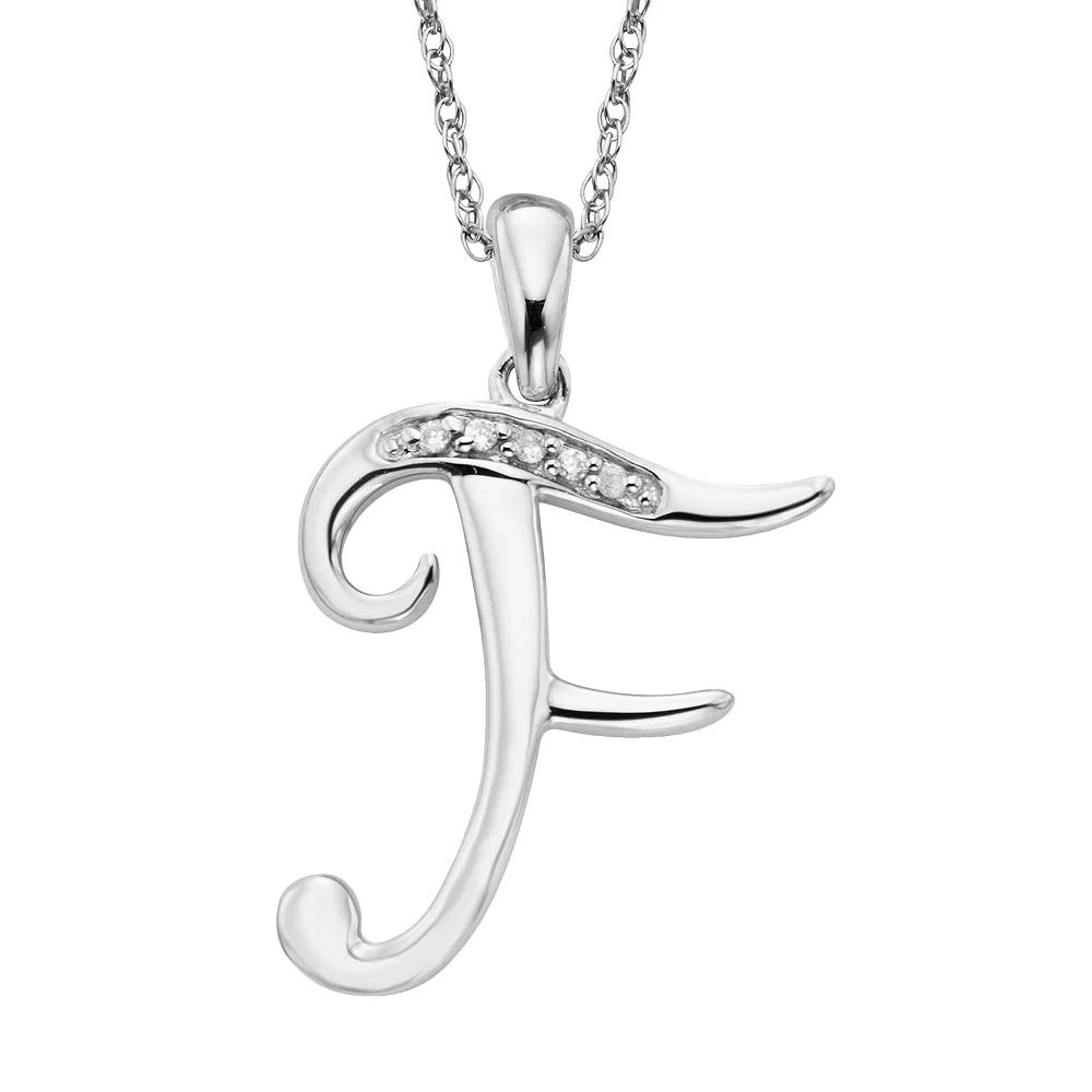 Sterling Silver Diamond Accent Initial Pendant, Women's,  Product Image