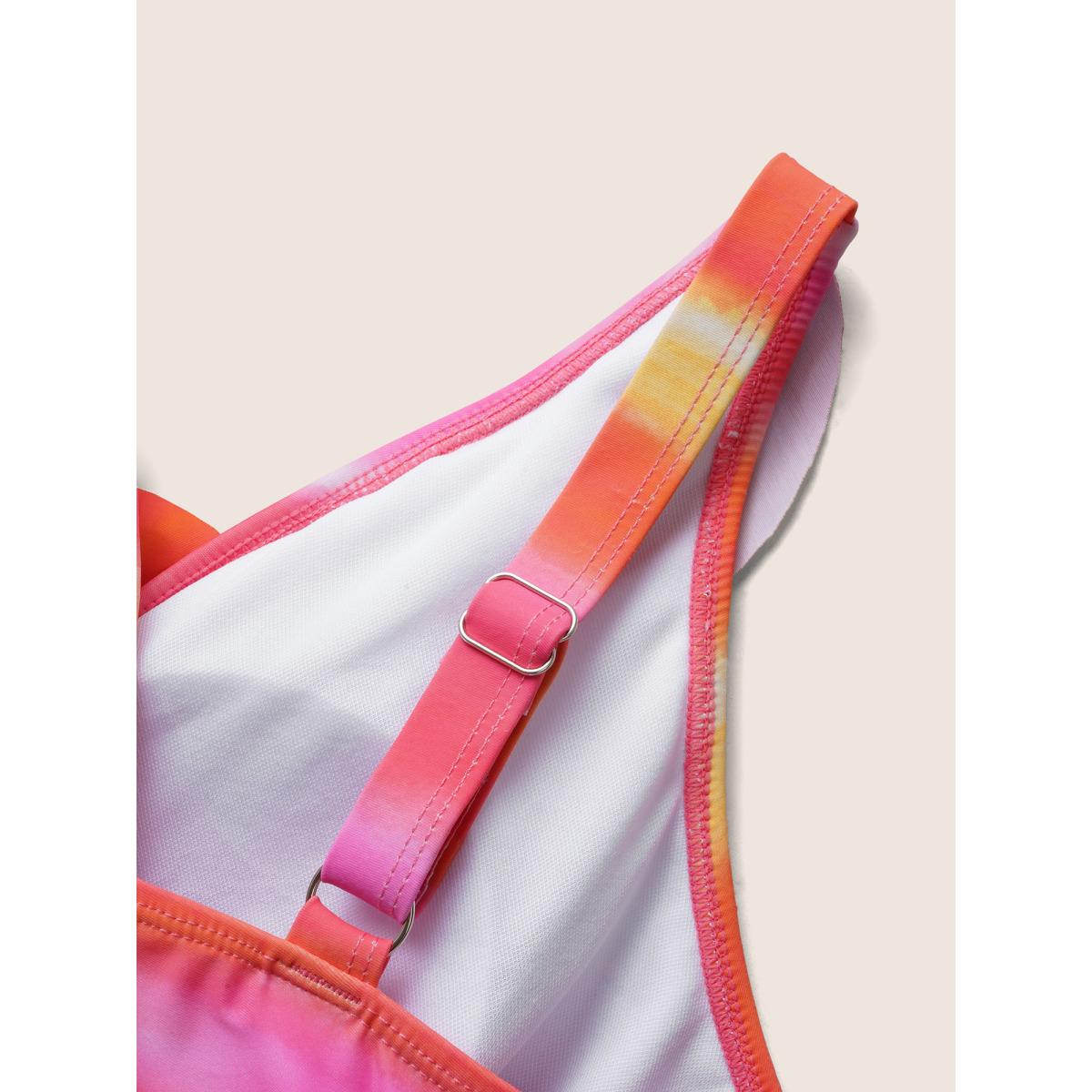 Plus Size Ombre Wrap Ruffle Trim One Piece Swimsuit Women's Swimwear Multicolor Beach Gathered Curve Bathing Suits High stretch One Pieces BloomChic 22-24/3X Product Image