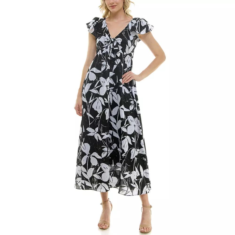 Women's Taylor Ruffle Sleeve Maxi Dress, Size: 8, Black Ivory Product Image
