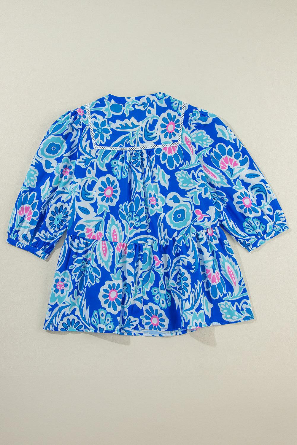Blue, Pink & White Paisley Print Top Product Image