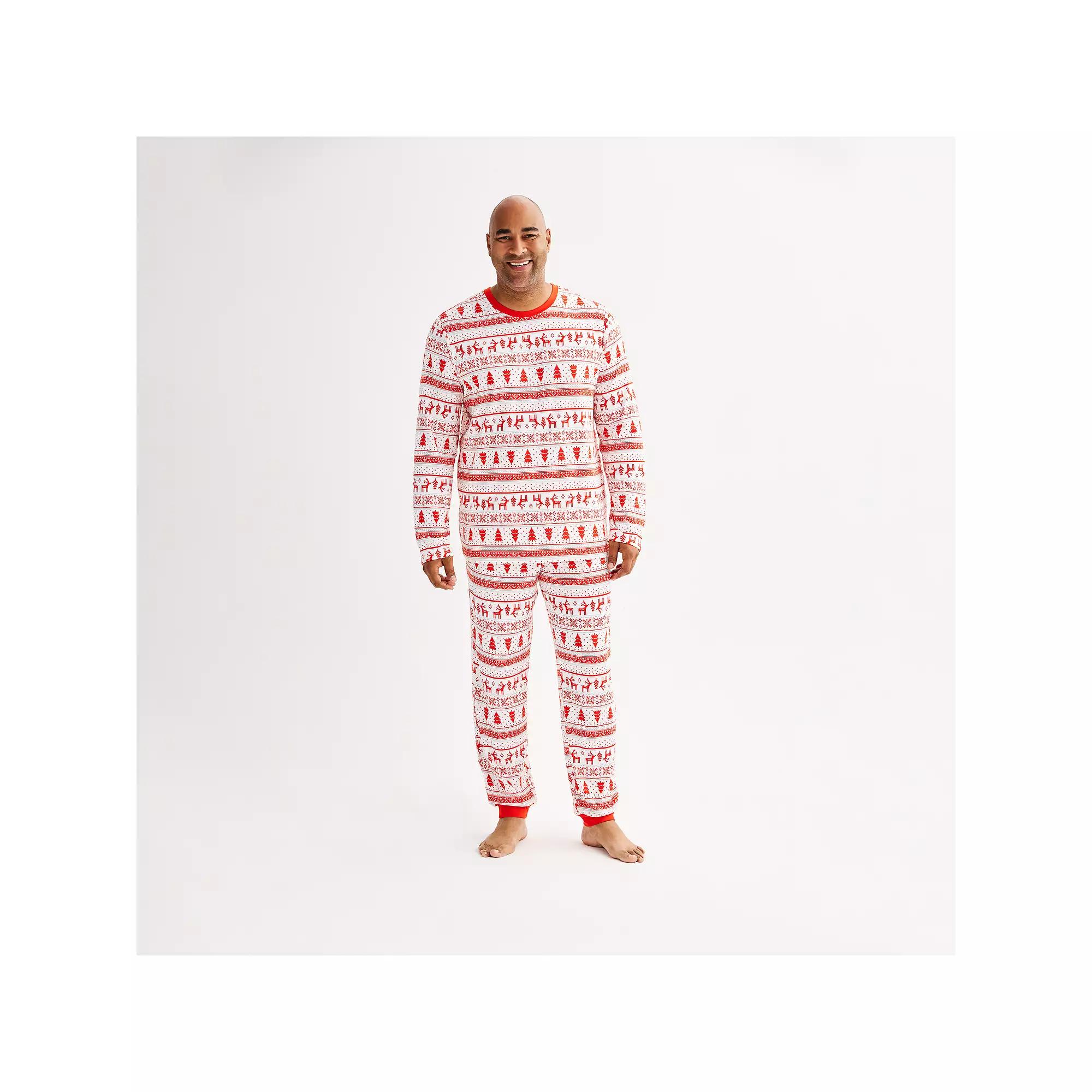 Big & Tall Jammies For Your Families® Candy Cane Fairisle Pajama Top & Jogger Pajama Bottoms Set, Men's,  Product Image